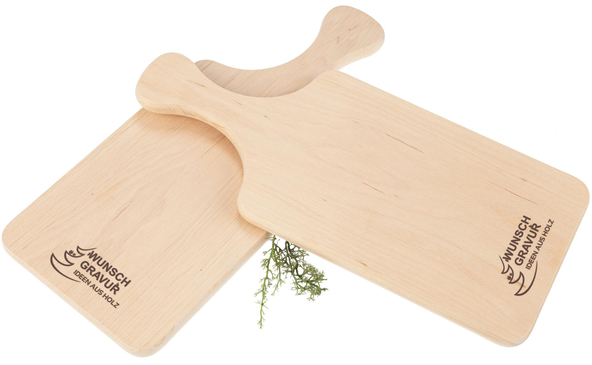Personalisiertes FSC® Holz Schneidebrett mit Griff 32 x 14 x 1,2 cm mit Lasergravur roh bis 100 cm²