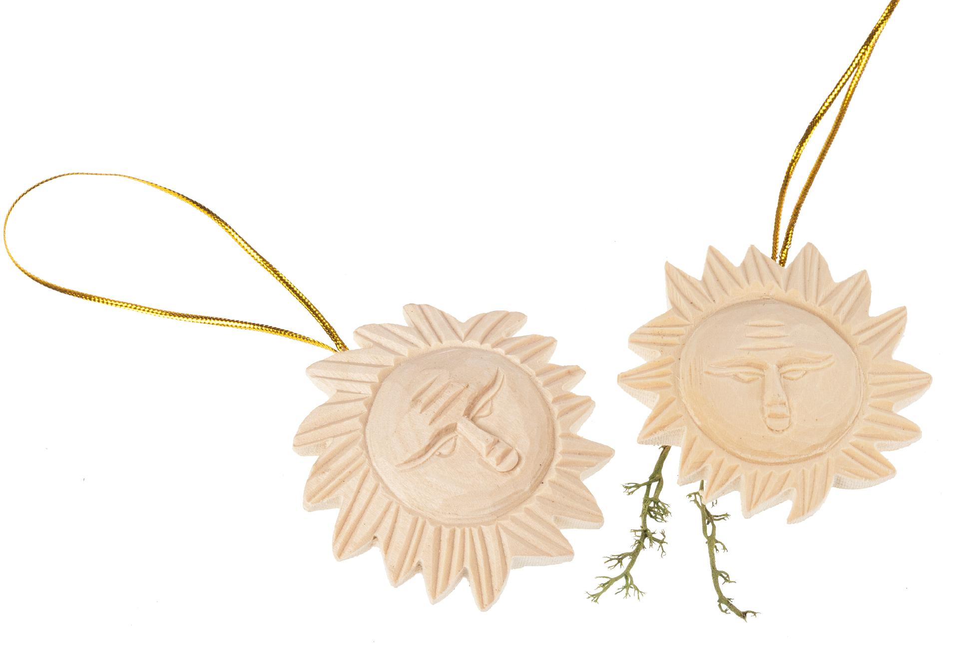 Handgeschnitzter Weihnachtsbaumschmuck | Sonne aus Lindenholz