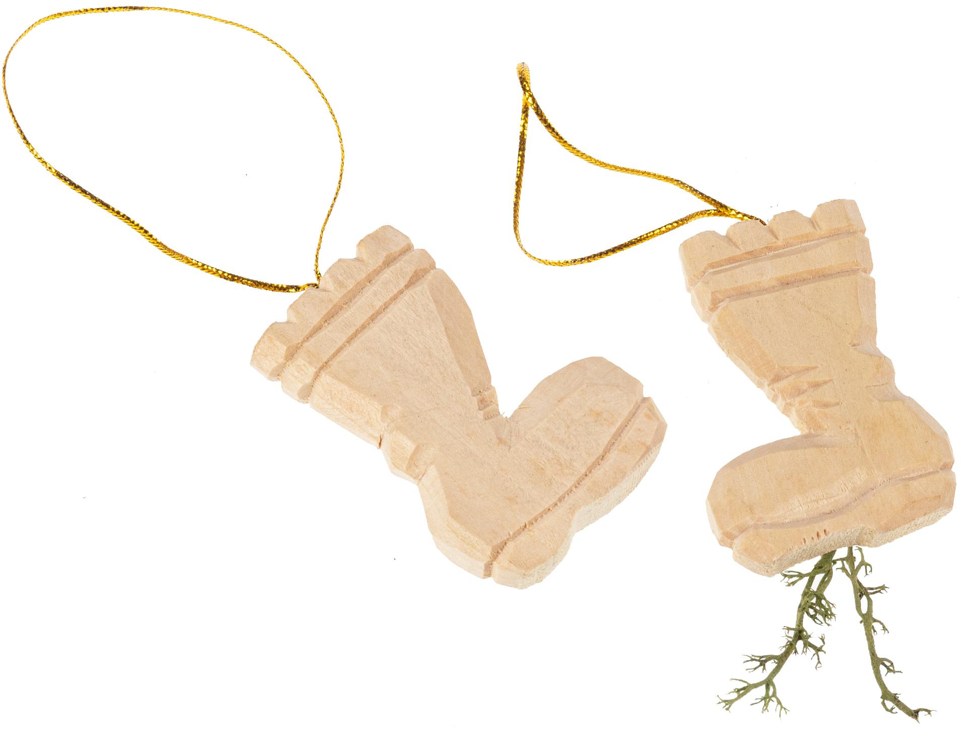 Handgeschnitzter Weihnachtsbaumschmuck | Nikolaus Stiefel aus Lindenholz