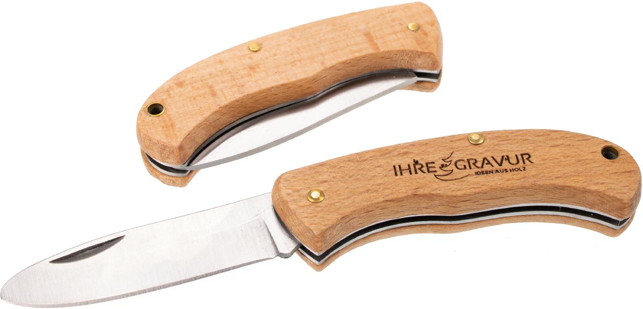 Personalisiertes FSC Holz Taschenmesser Klappmesser fuer Kinder mit Laser Gravur