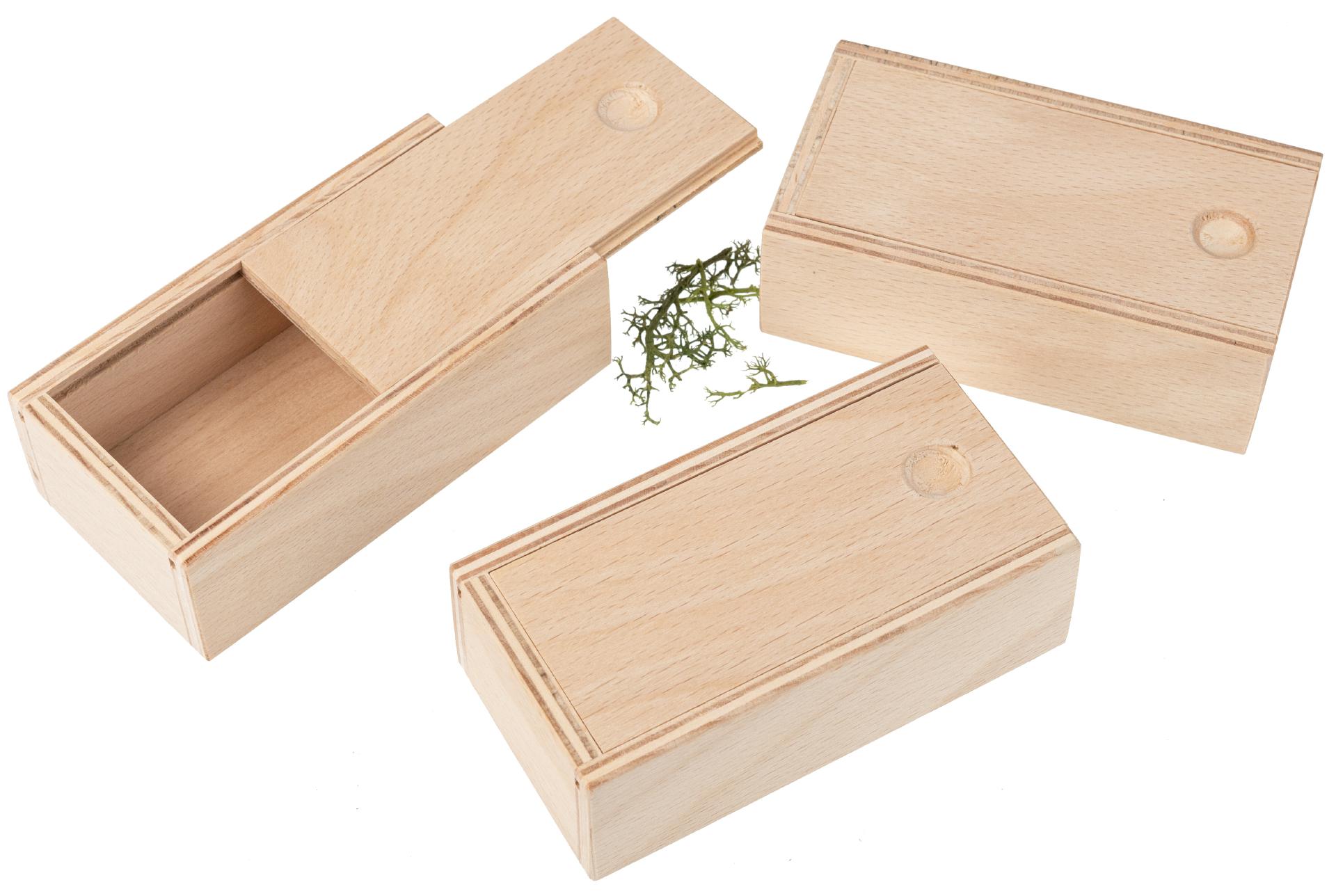 Handliche Holz Schiebedeckel Kiste - Buche- 11 x 5,8 x 3,6 cm