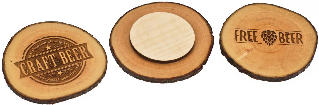 Bierdeckel mit Rinde aus Erle Ca