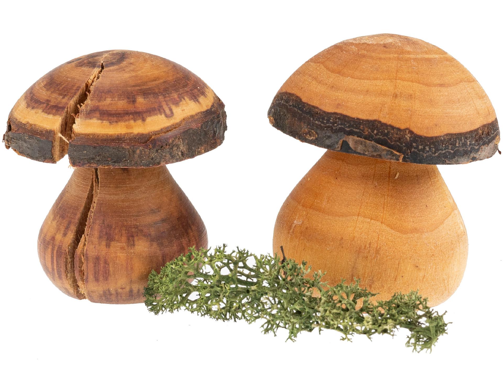 Handgedrechselte Pilze aus geölter Erle - natürliche Holzdekoration ca. 6,5 cm