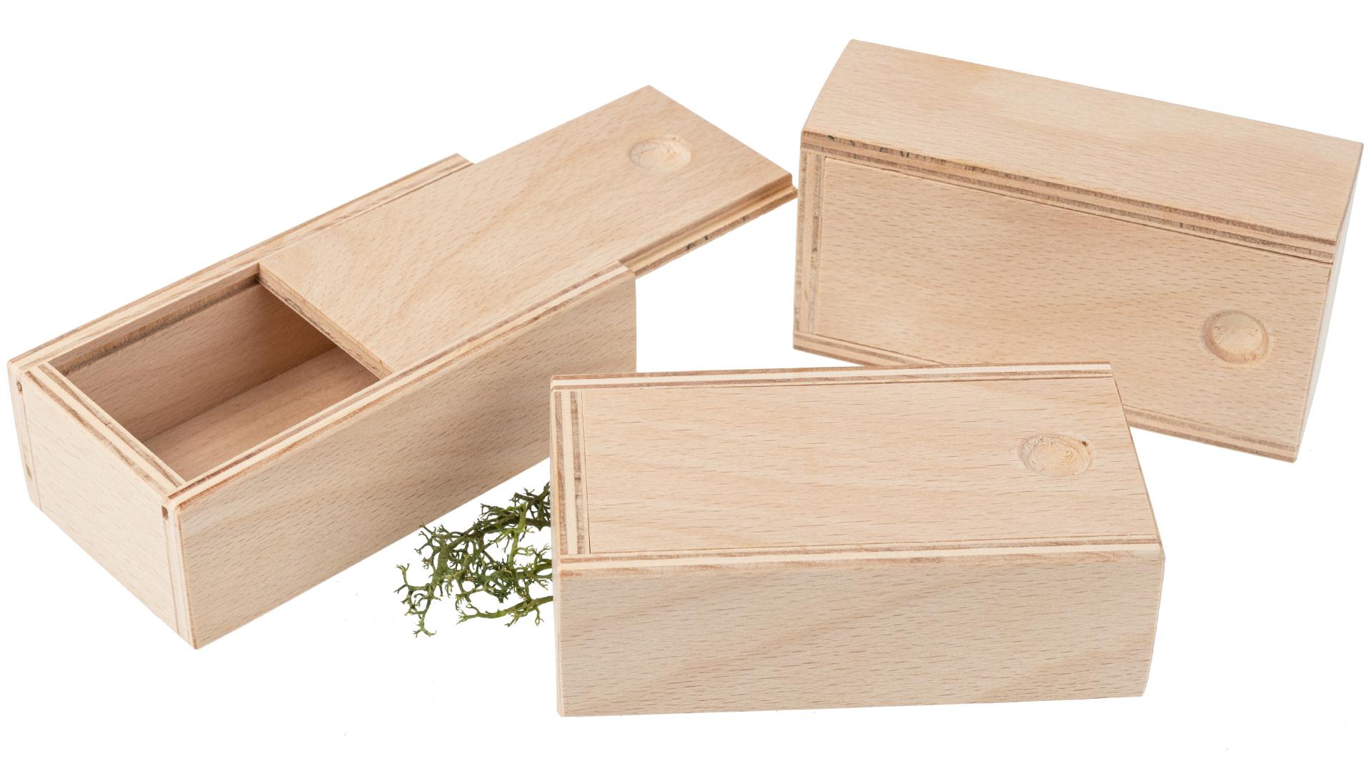 Handliche Holz Schiebedeckel Kiste - Buche- 11 x 5,8 x 3,6 cm