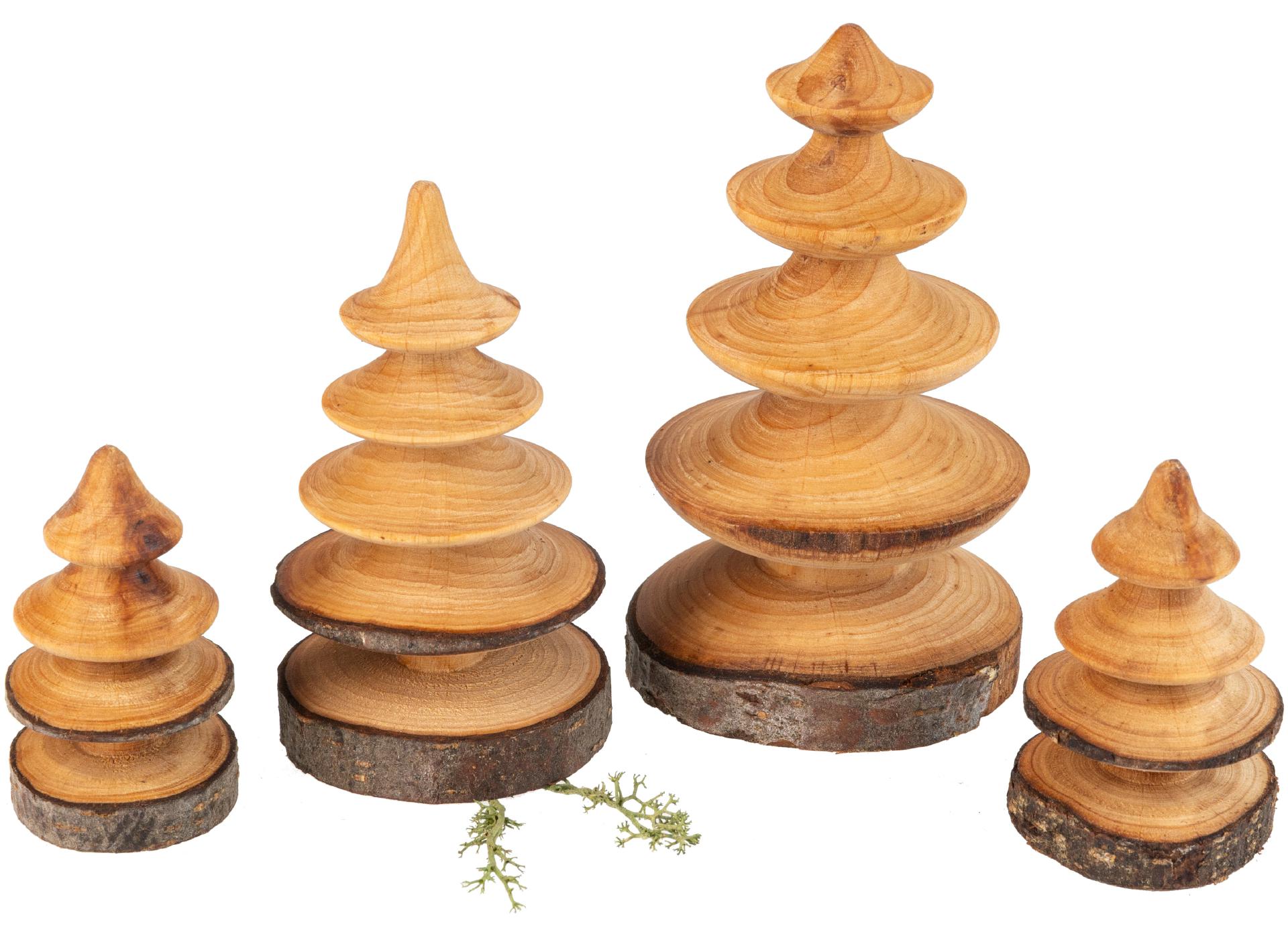Handgedrechselter Deko Baum aus Erlenholz geölt - Rustikale Naturdeko - 12 cm
