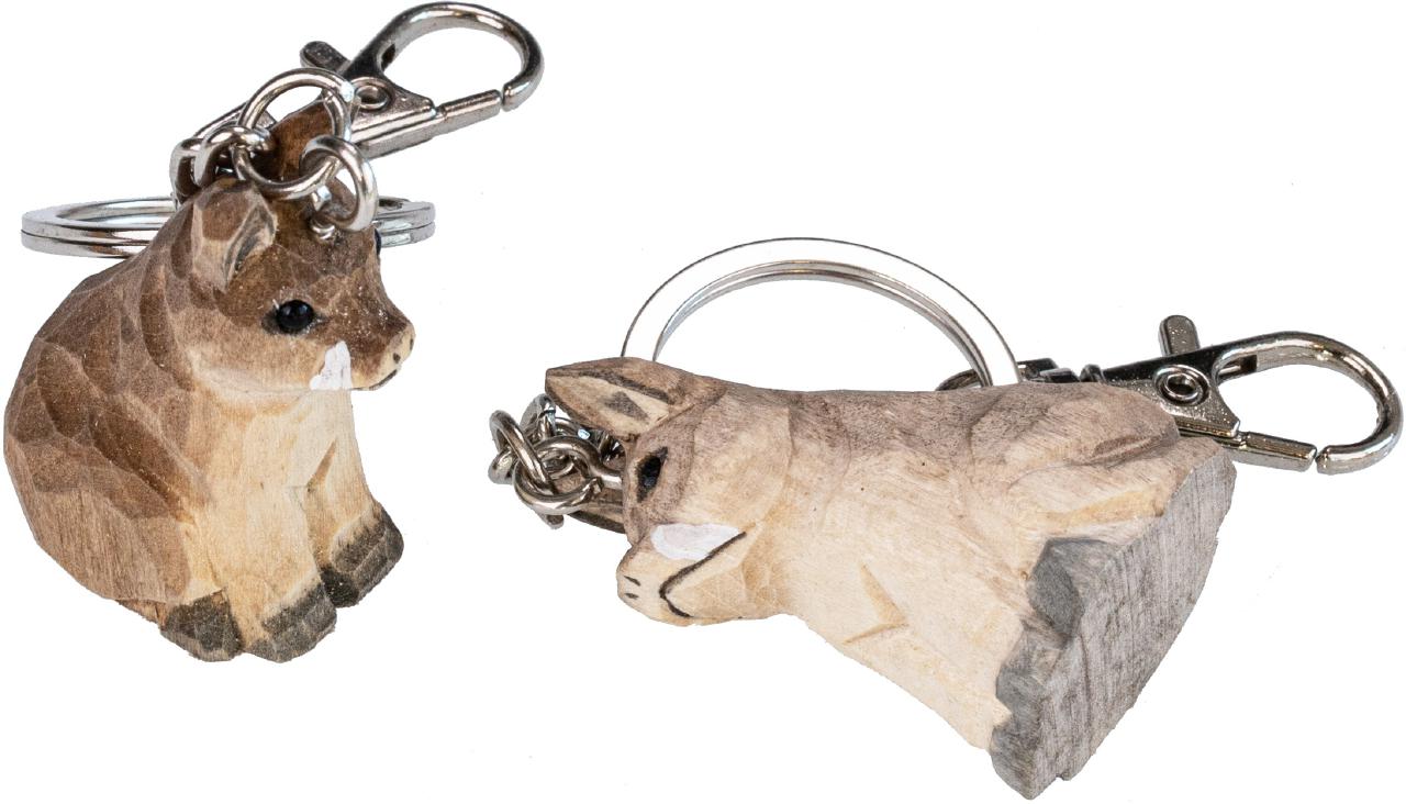 Schluesselanhaenger aus Lindenholz Handgeschnitzt und handbemalt Wildschwein