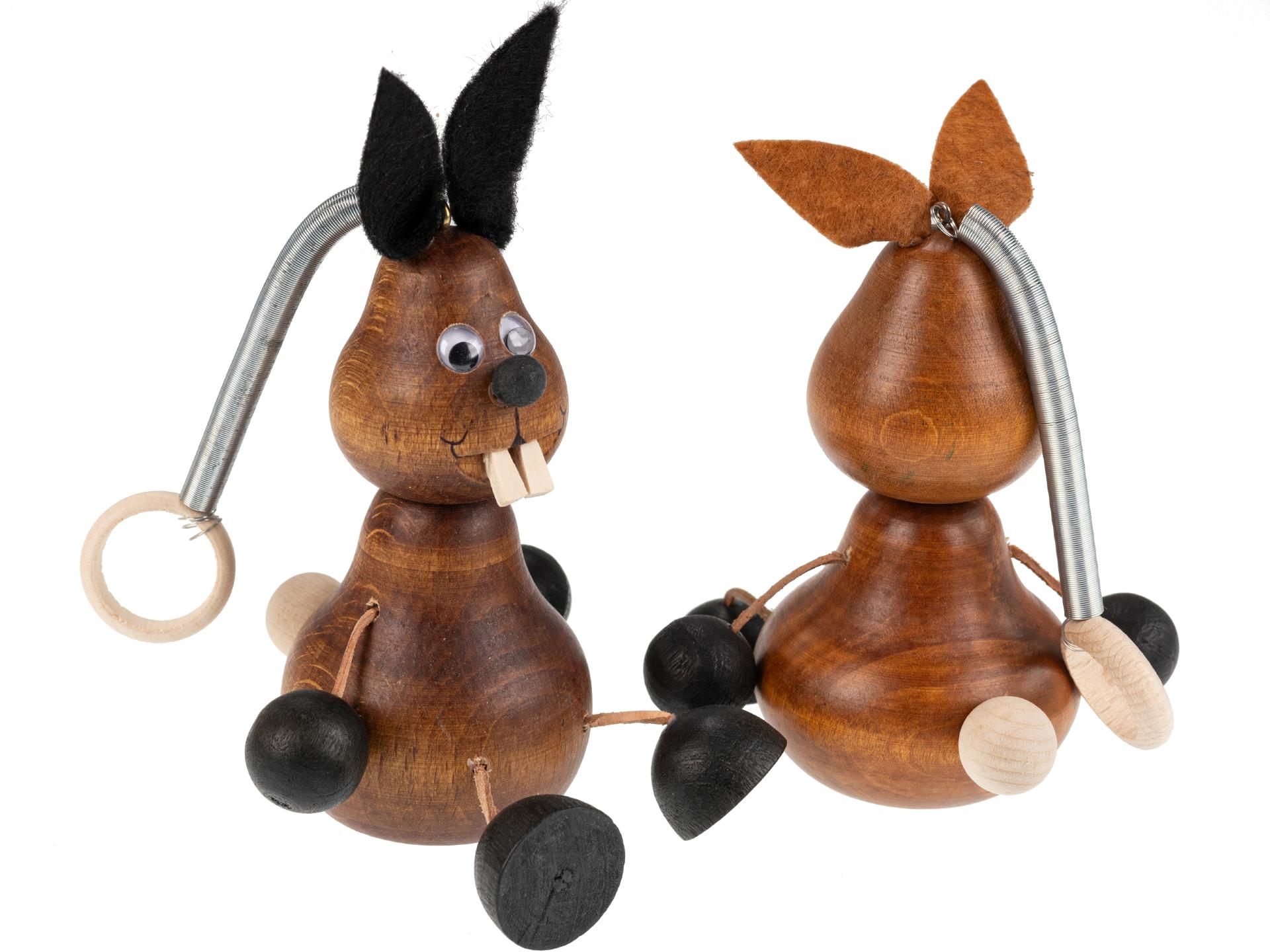Schwingfiguren / Hüpftiere aus Holz - Hase dunkelbraun Osterhase