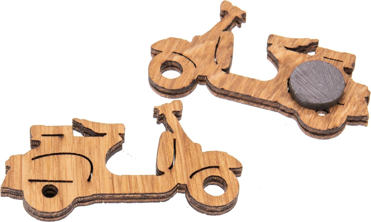 Holz Magnet Eiche geoelt Form: Motorroller FSC