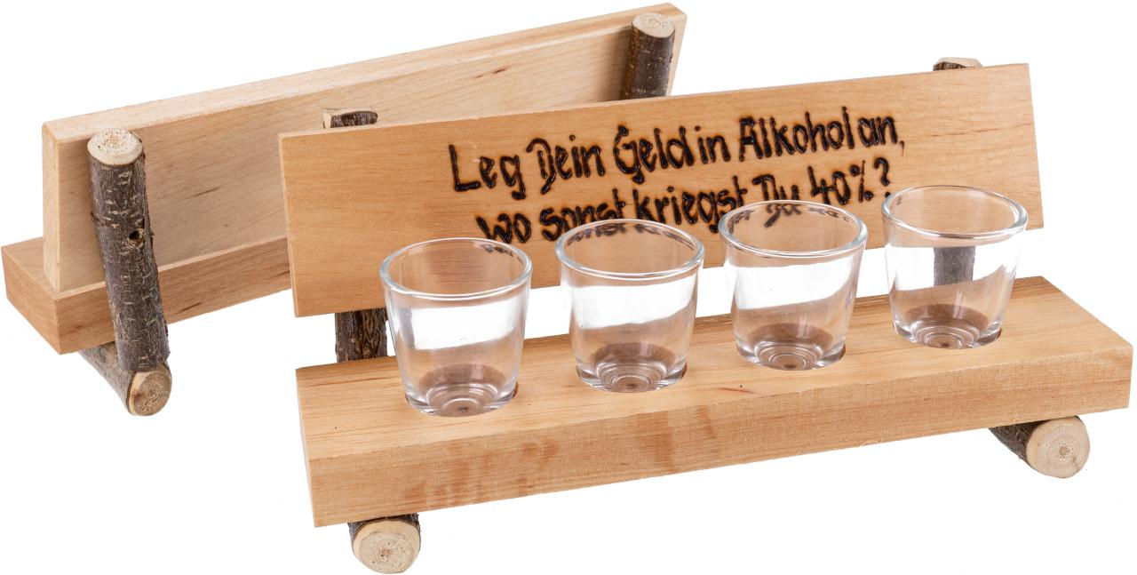 Holz Schnapsbank rustikal mit Rinde mit
