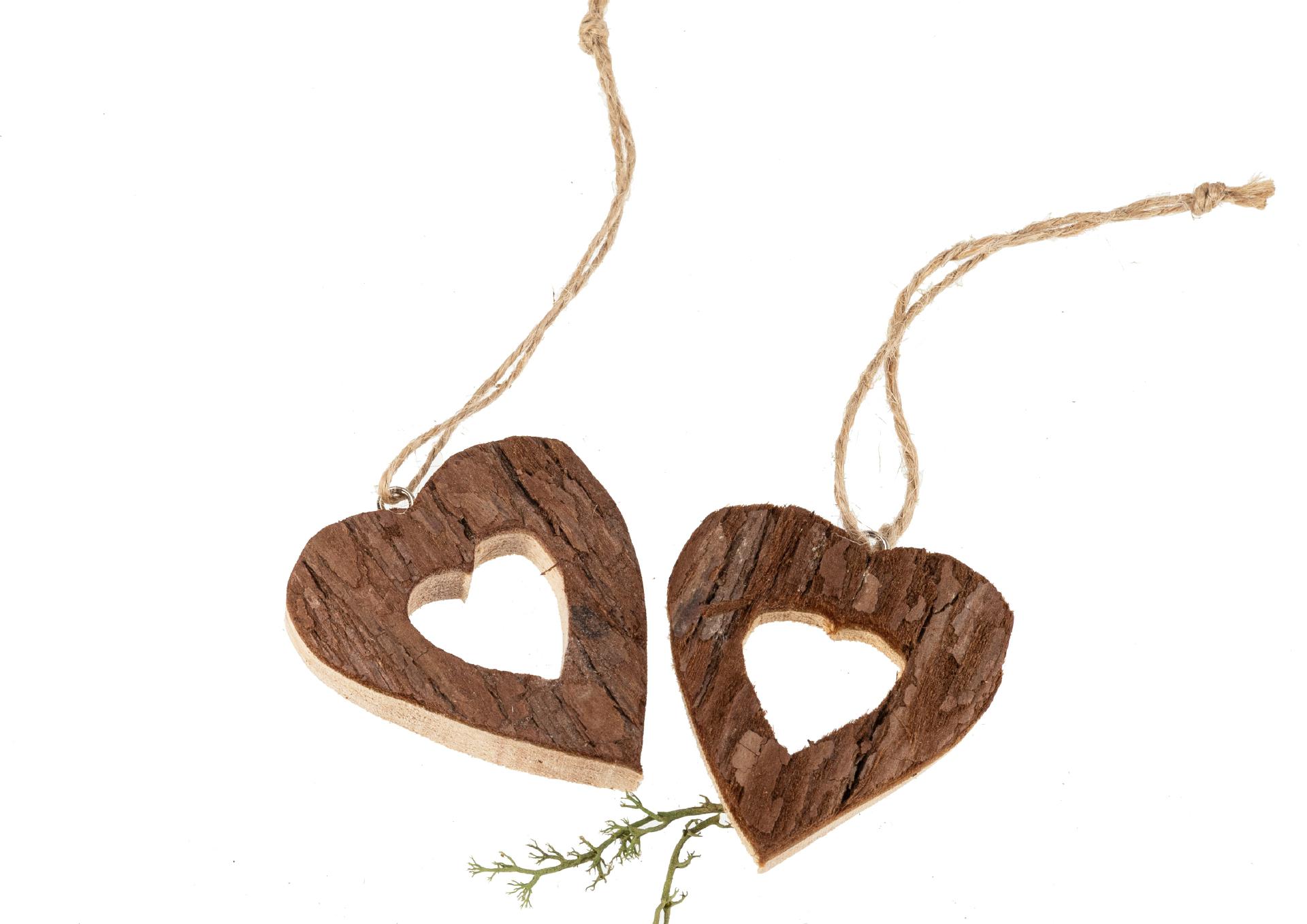 Natur-Herzen Geschenkanhänger | Herz in Herz mit Rinde 5,5x6cm