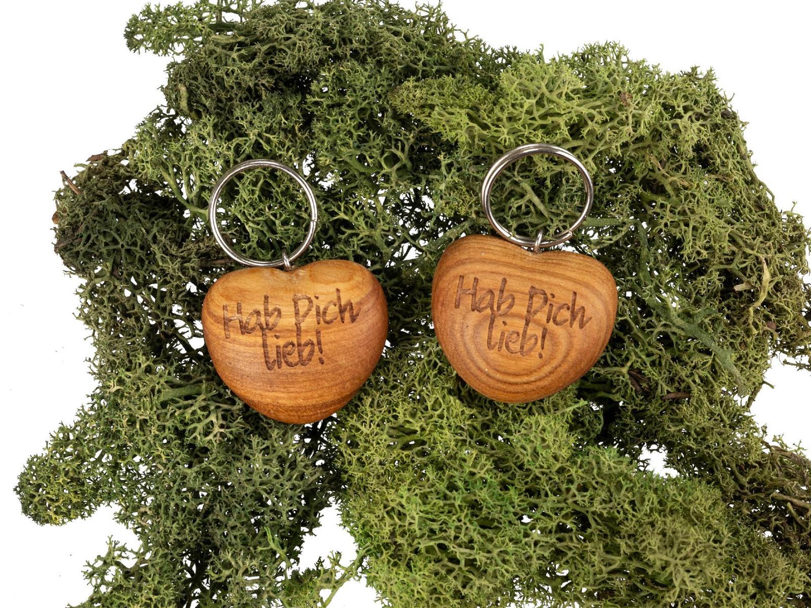 Holz Herz Schluesselanhaenger aus Kirsche geoelt Hab dich lieb