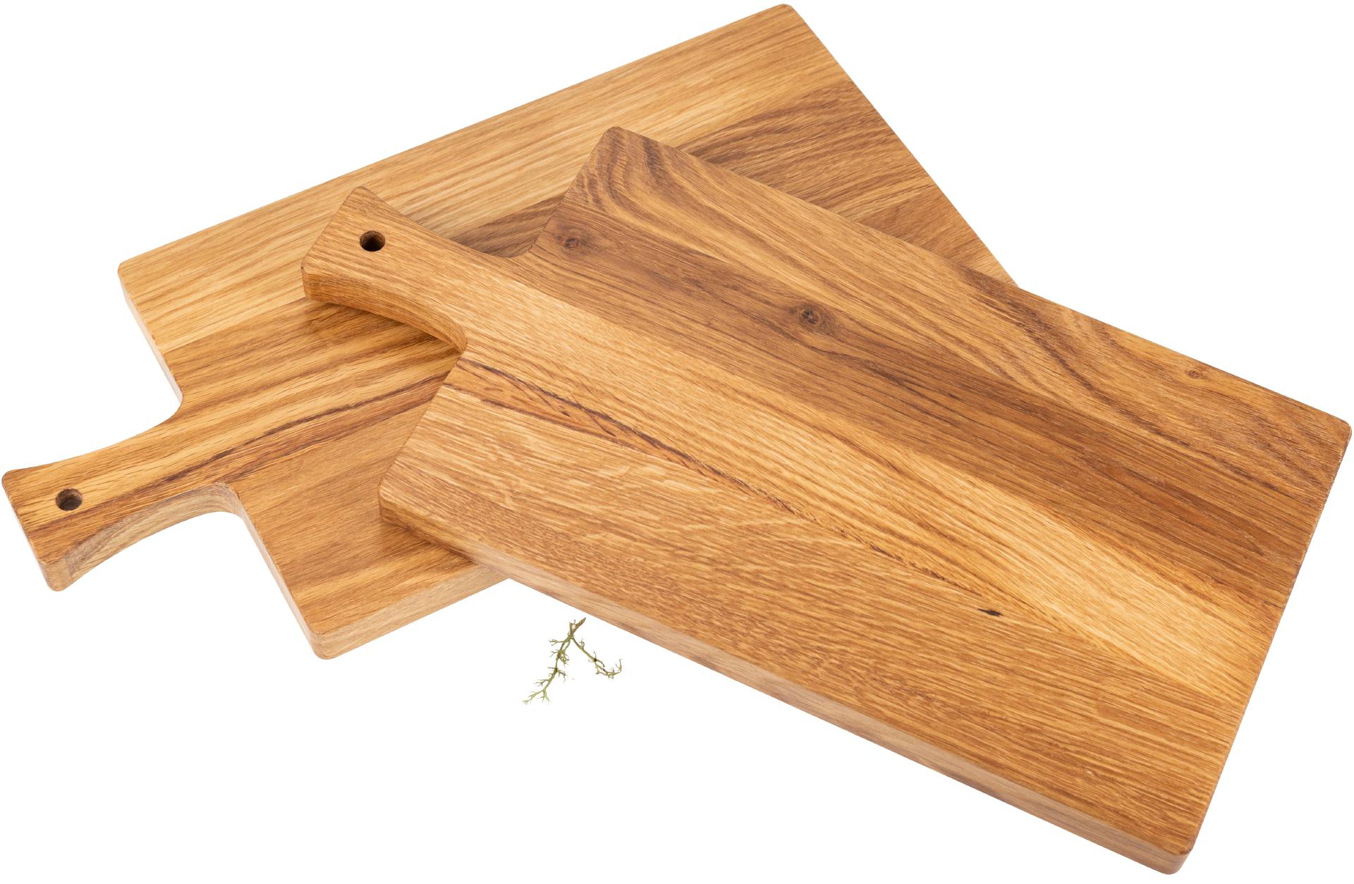 Schneidebrett mit Griff aus Eiche geölt - 40 x 20 x 2 cm
