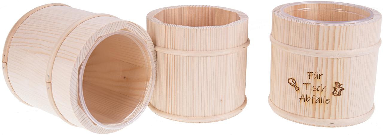 Tischabfall Box aus Holz mit Kunststoffeinsatz Lasergravur: Fuer Tisch Abfaelle