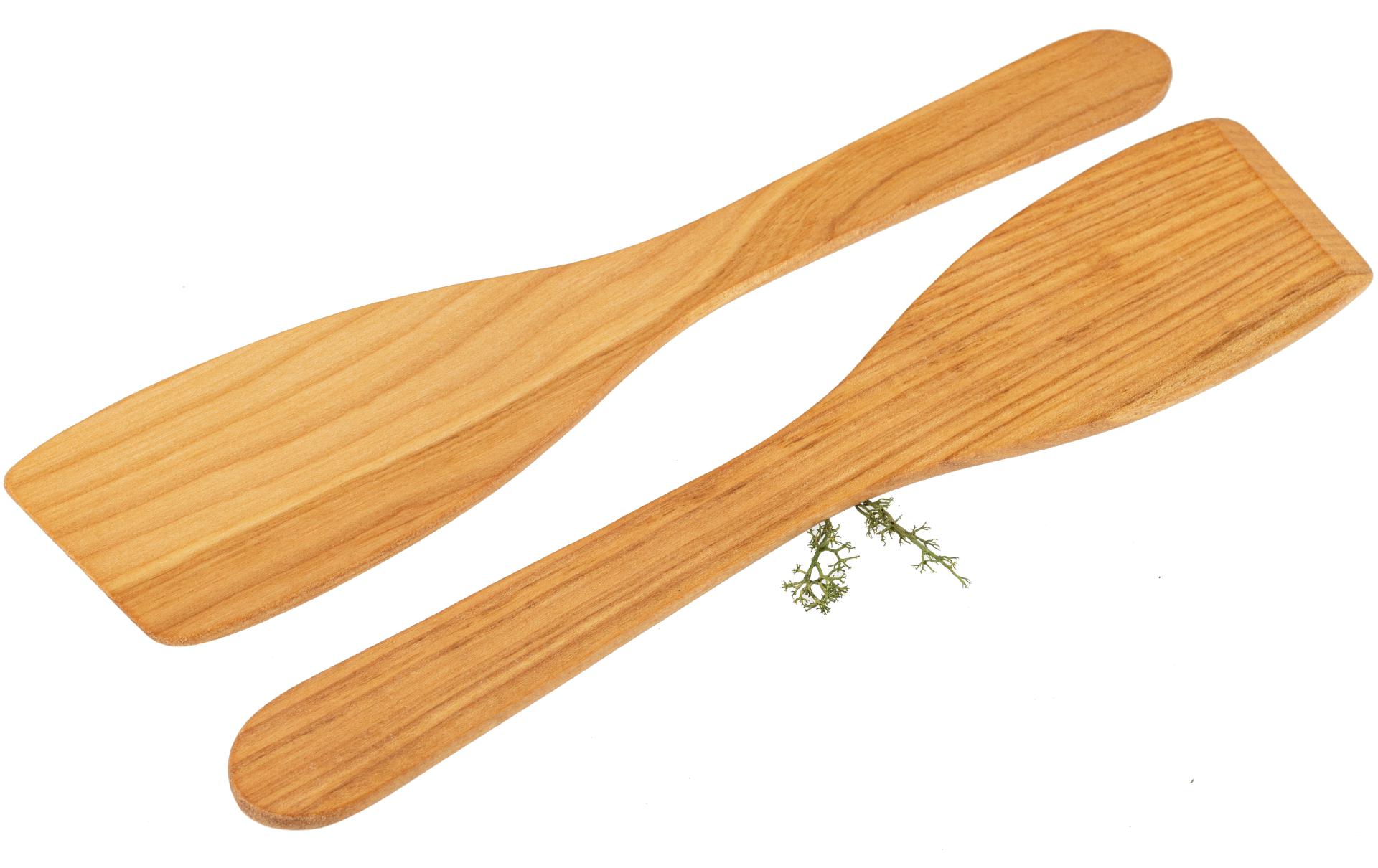 Pfannenwender gebogen aus FSC® Kirschholz geölt - 30 x 6,5 x 0,4 cm