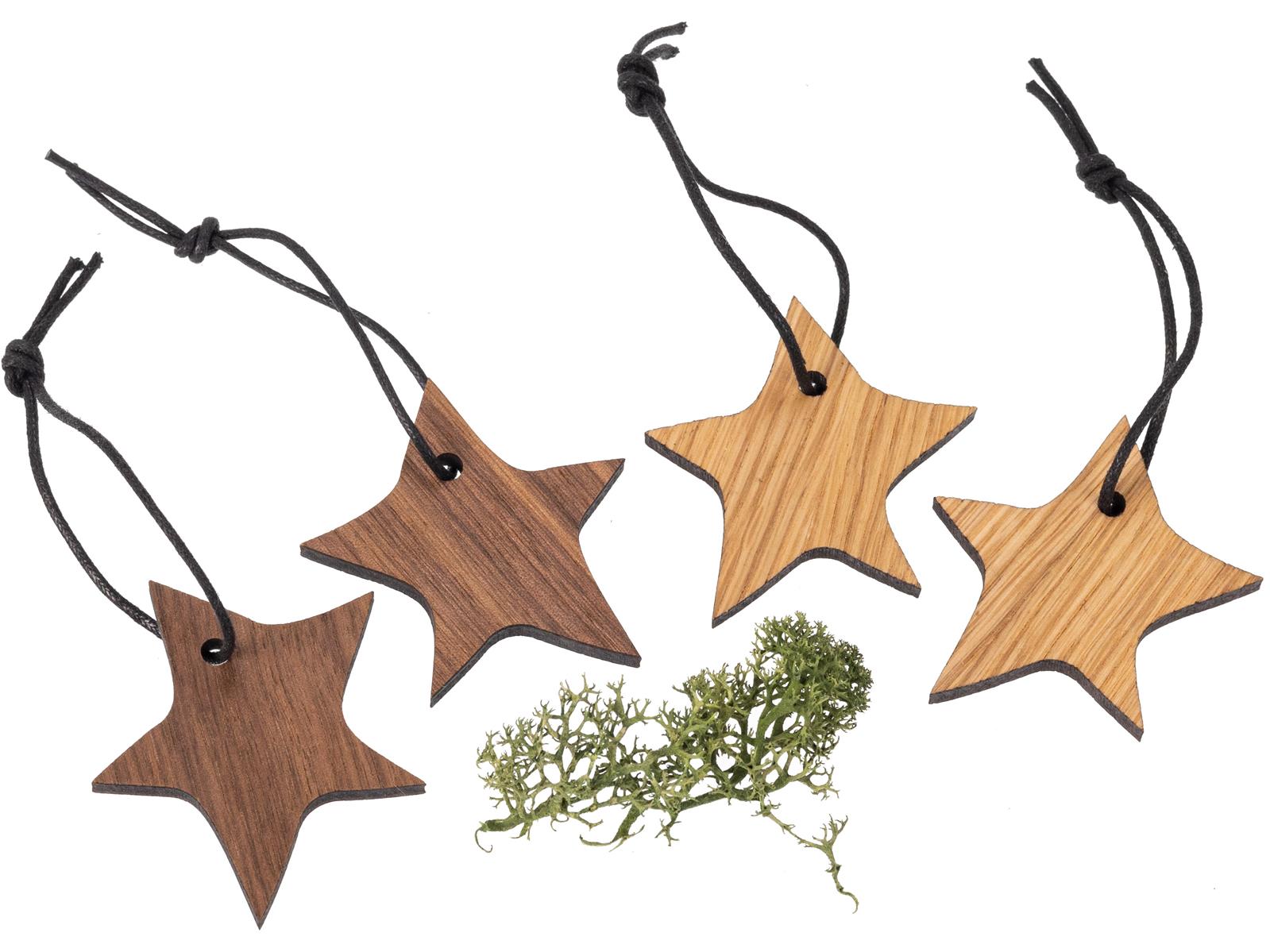 Holz Weihnachtsbaumschmuck - Stern klein Nussbaum geölt