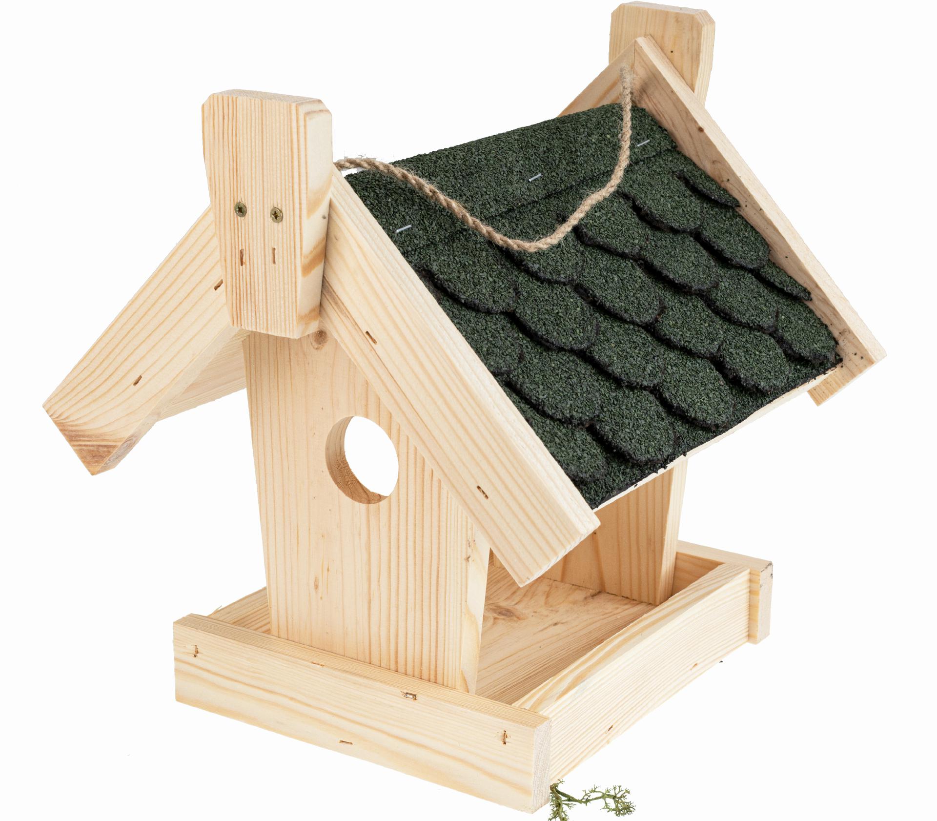 Praktisches Vogelhaus aus Fichtenholz zum Aufhängen - Wetterfestes Bitumendach