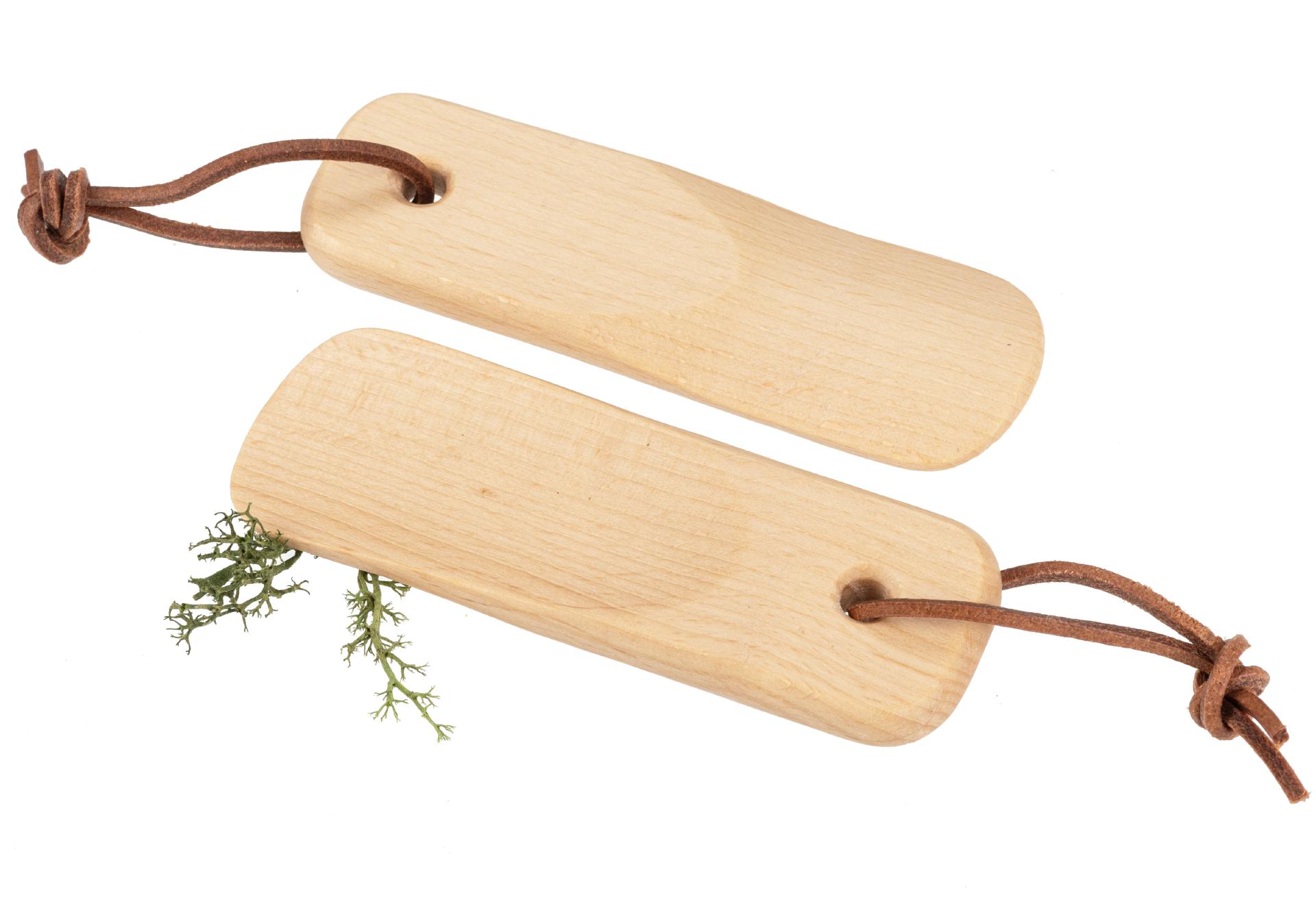 Kompakter Schuhlöffel aus Buche geölt | 12cm mit Lederband - Ideal für Reisen