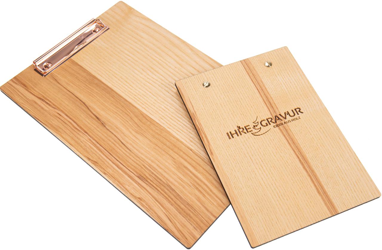 Holz Klemmbrett aus FSC Esche mit Kern