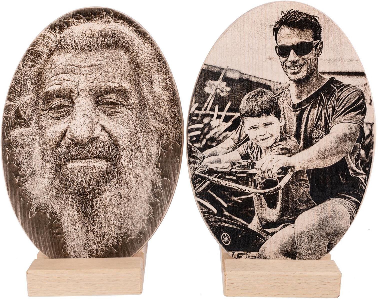 Fotogravur auf Holz Ahorn Brett oval