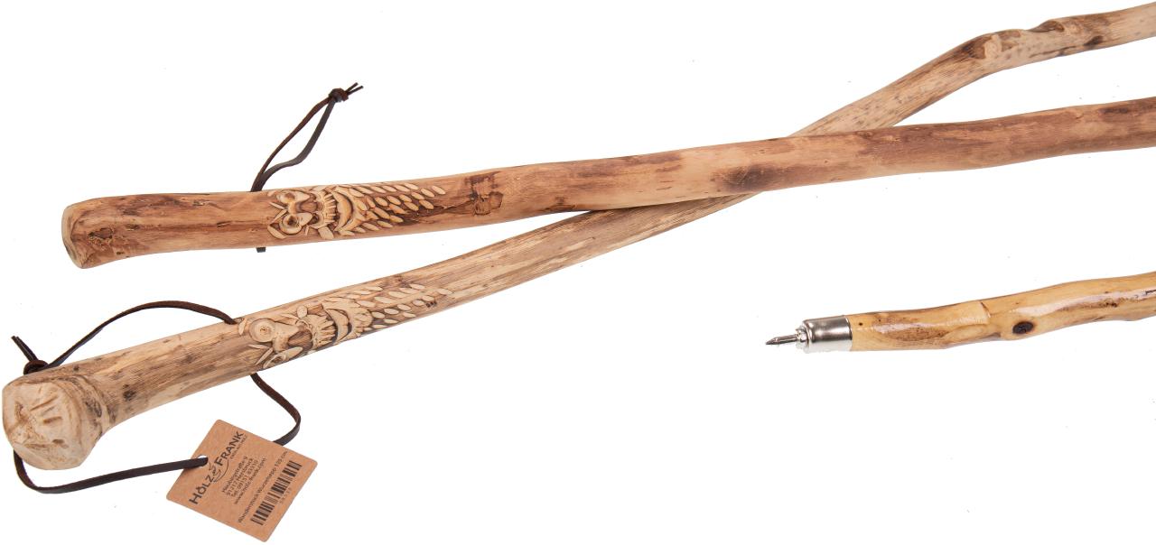 Rustikaler Wanderstock / Hirtenstock mit handgeschnitztem Wurzelsepp 110 cm