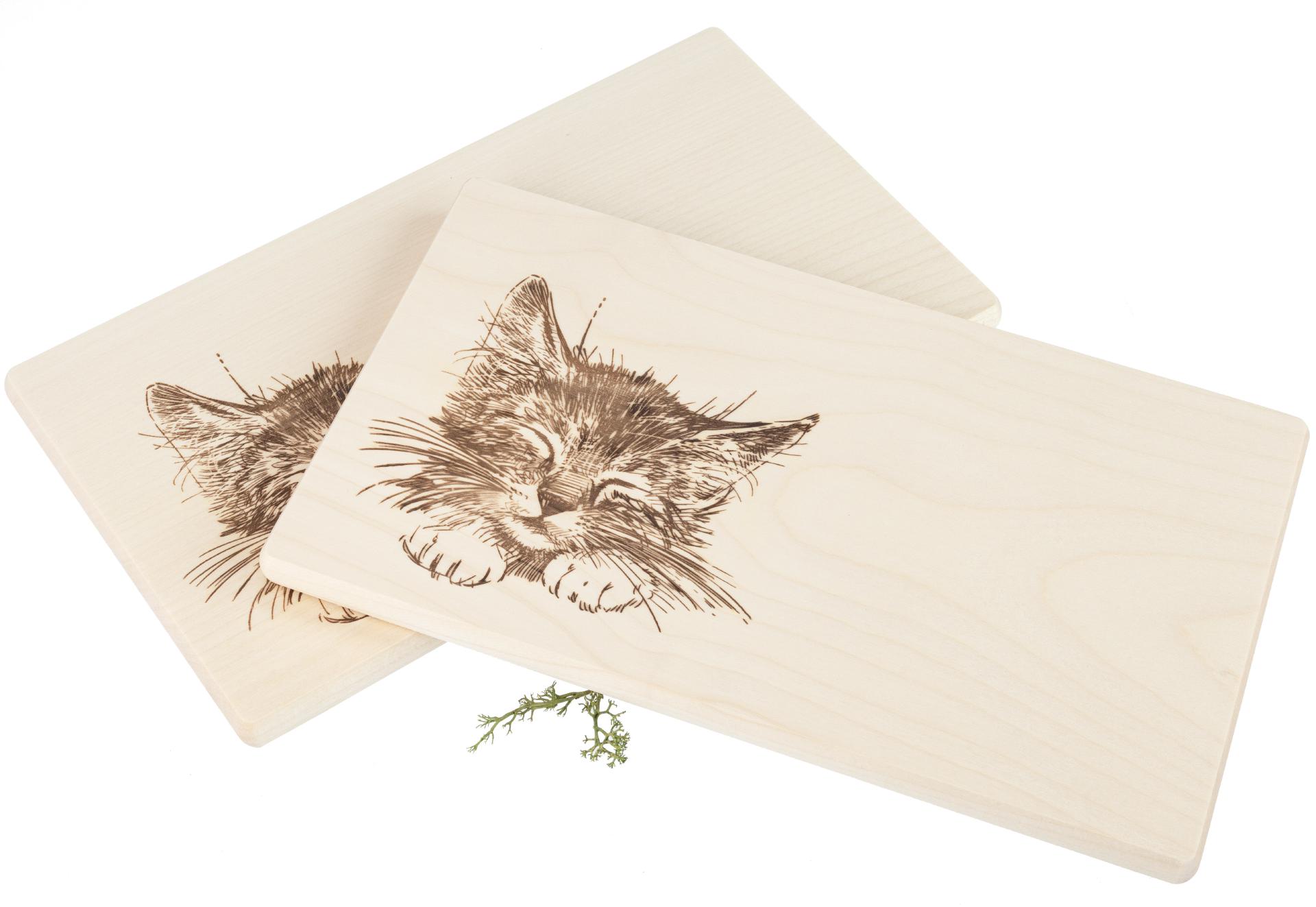 Frühstücksbrett FSC® Ahorn 26 x 15 x 1,2 cm - Katze