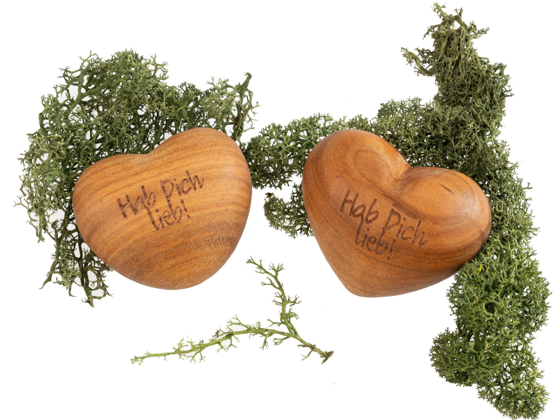 Holz Handschmeichler - Kirsche geölt - Gravur: "Hab Dich lieb!"