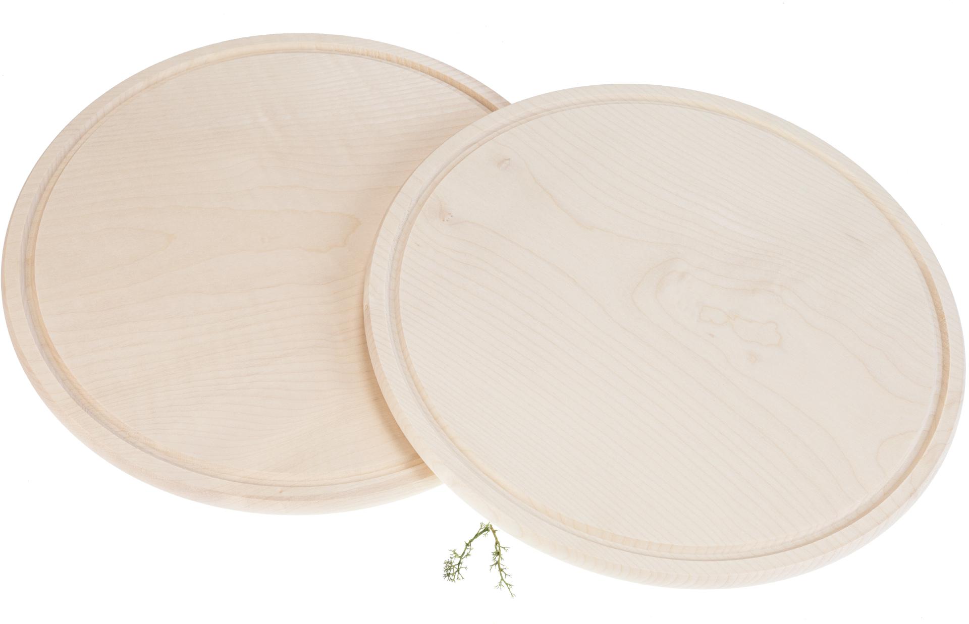 Runde Schneidebretter mit Saftrille aus FSC® Ahorn Holz Ø 35 cm