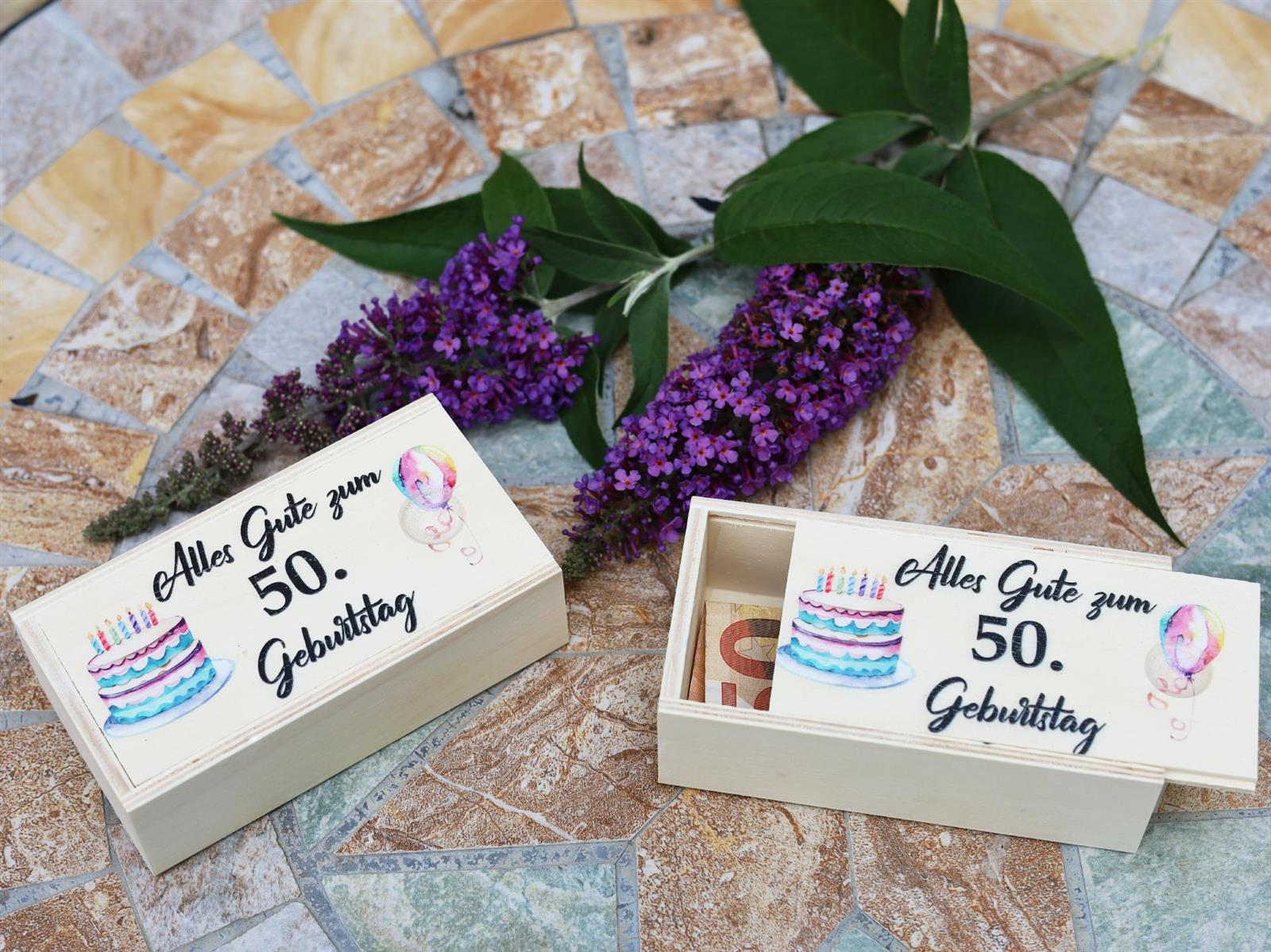 Holz Schiebedeckel Kiste fuer kleine Geschenke Alles Gute zum