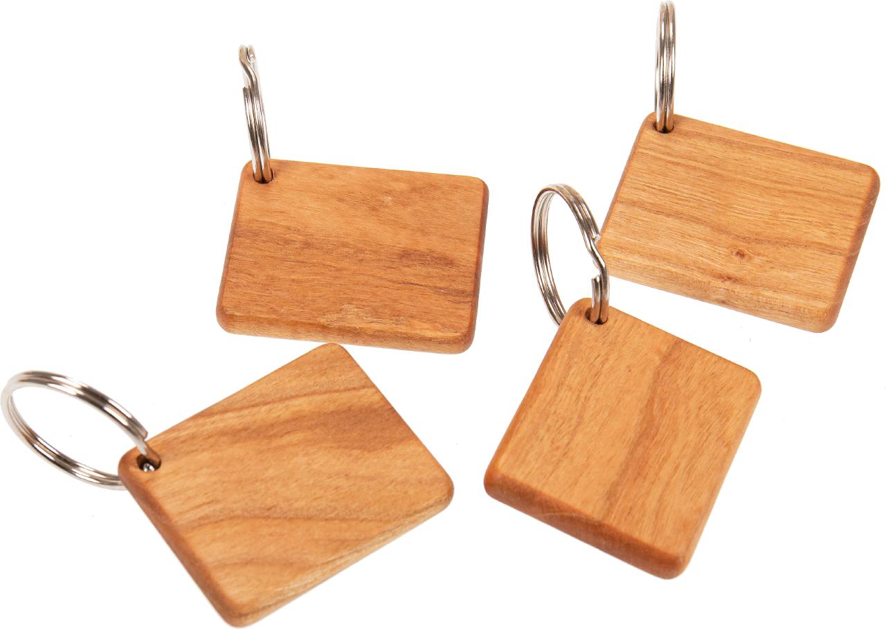 Holz Schluesselanhaenger aus geoelter FSC Kirsche Rechteckige Form