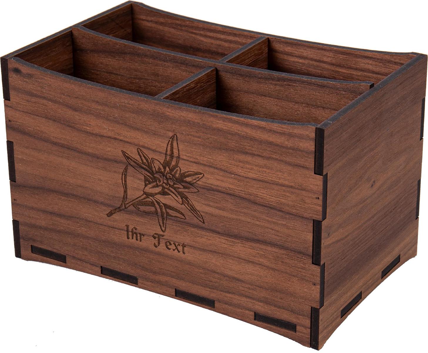 Table Caddy aus geoeltem Nussbaumholz Besteckhalter und Organizer