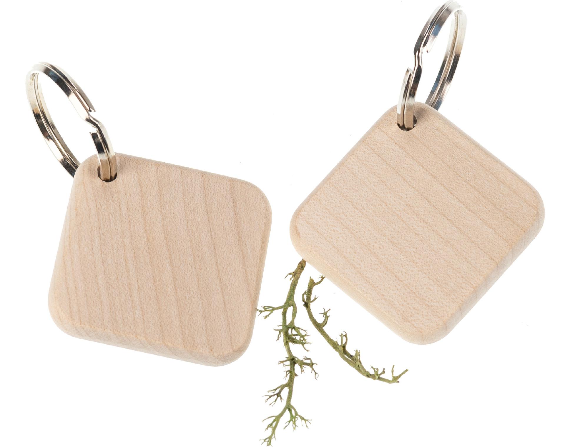 Schlüsselanhänger aus FSC® Ahornholz- Quadratische Form - 4 x 4 x 0,5 cm
