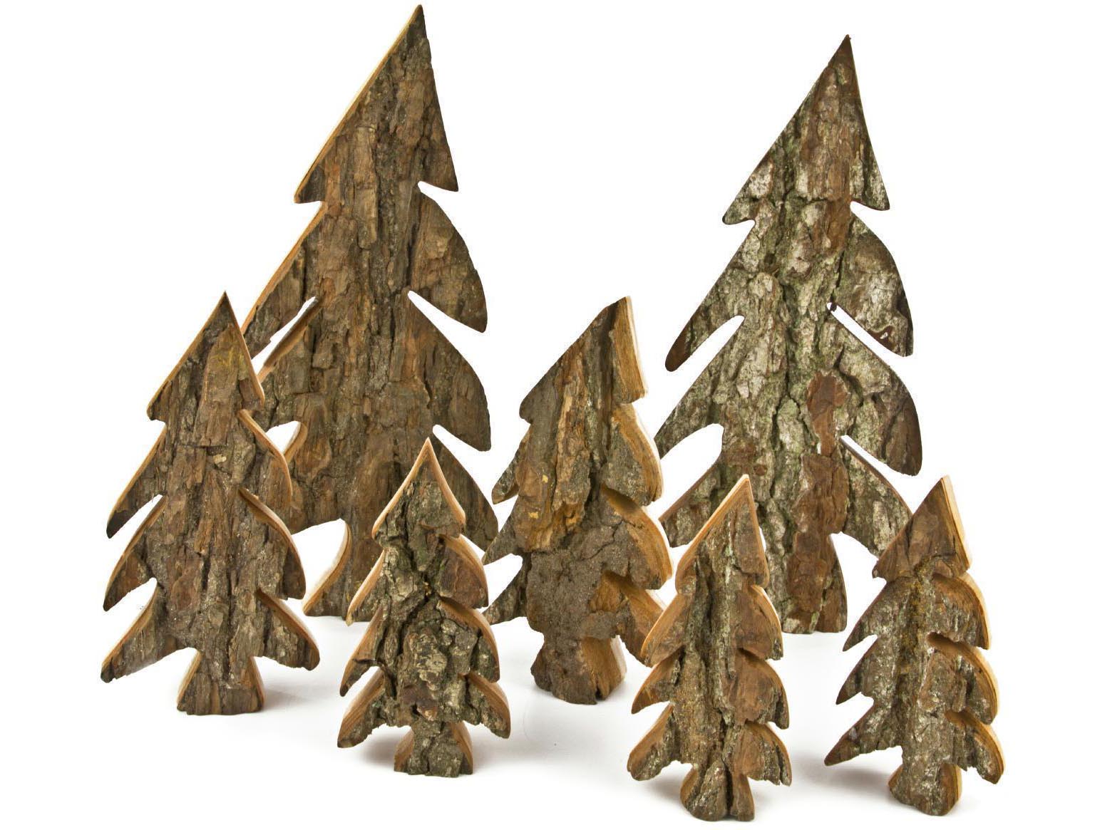 Holz Deko Tannen mit Rinde | Schiefe Tanne aus Erle -  25 cm