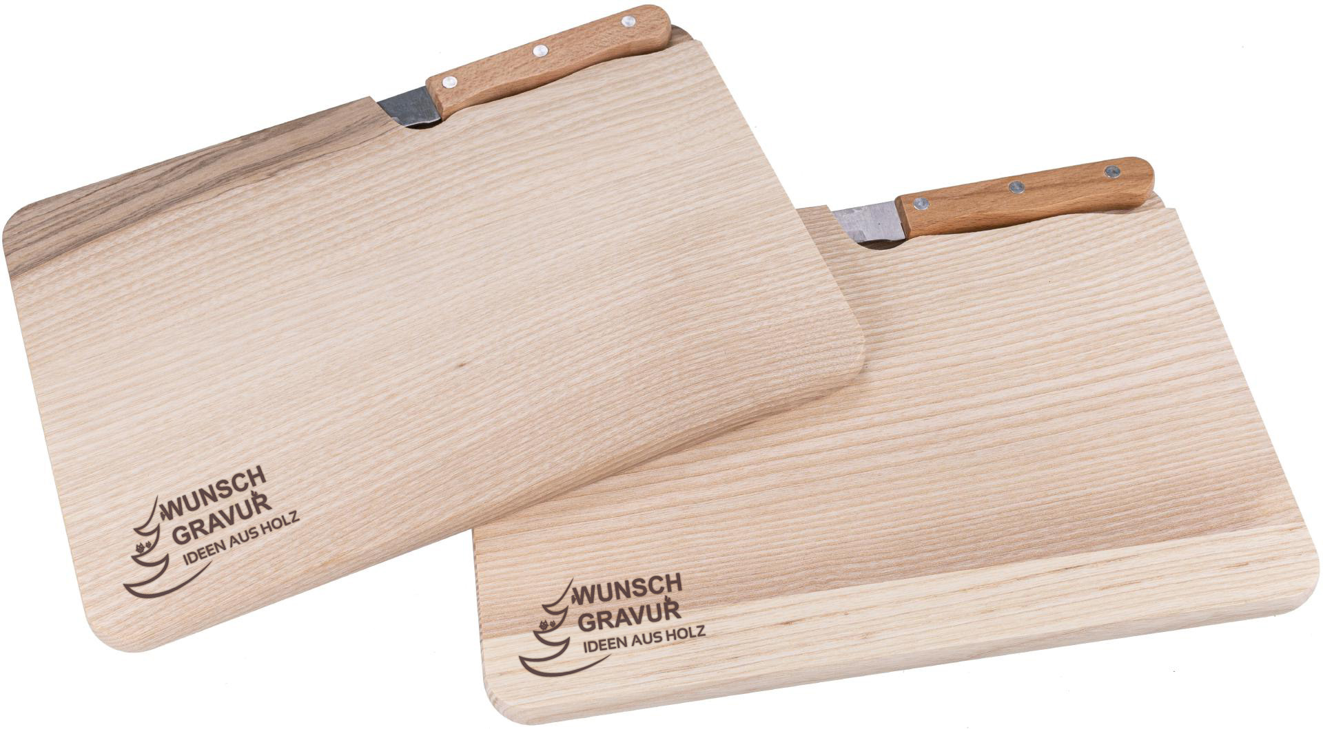 Schneidebrett mit Messer aus Esche FSC