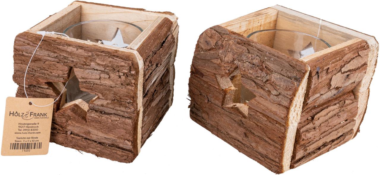 Rustikales Holz Windlicht mit Rinde