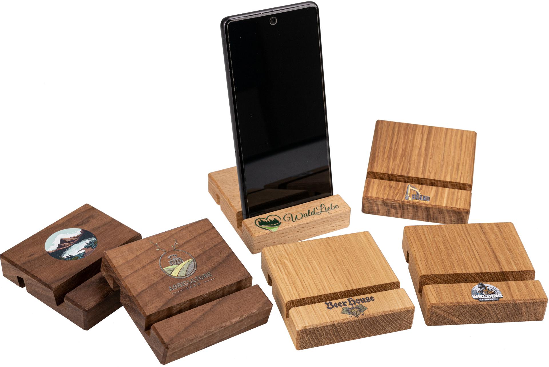 Personalisierter Holz Smartphone und Tablet Halter inkl