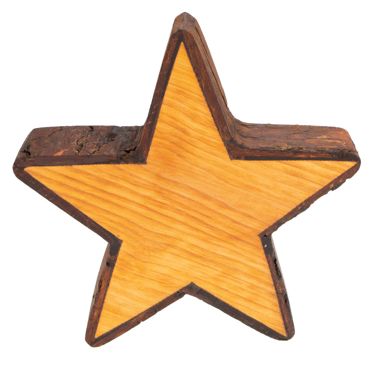 Handgefertigter Stern aus geoeltem Erlenholz mit Rinde ringsherum ca