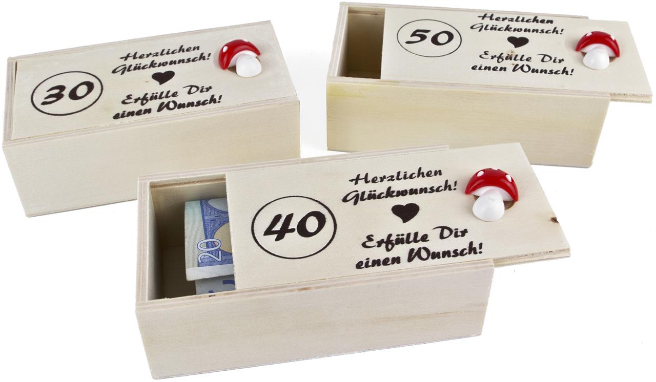 Holz Geschenk Kiste Box mit Schiebedeckel verschiedene Sprueche