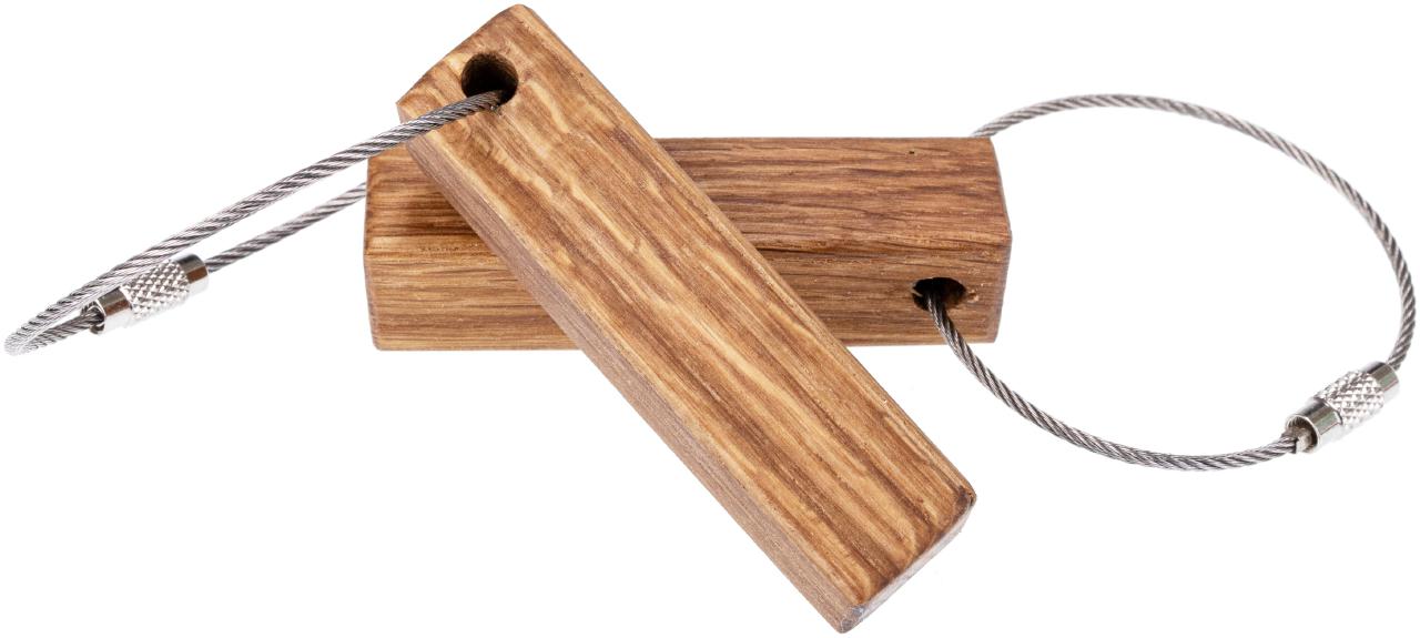 Holz Schlüsselanhänger Stäbchen Form aus Eiche geölt 15 x 15 x 60 mm