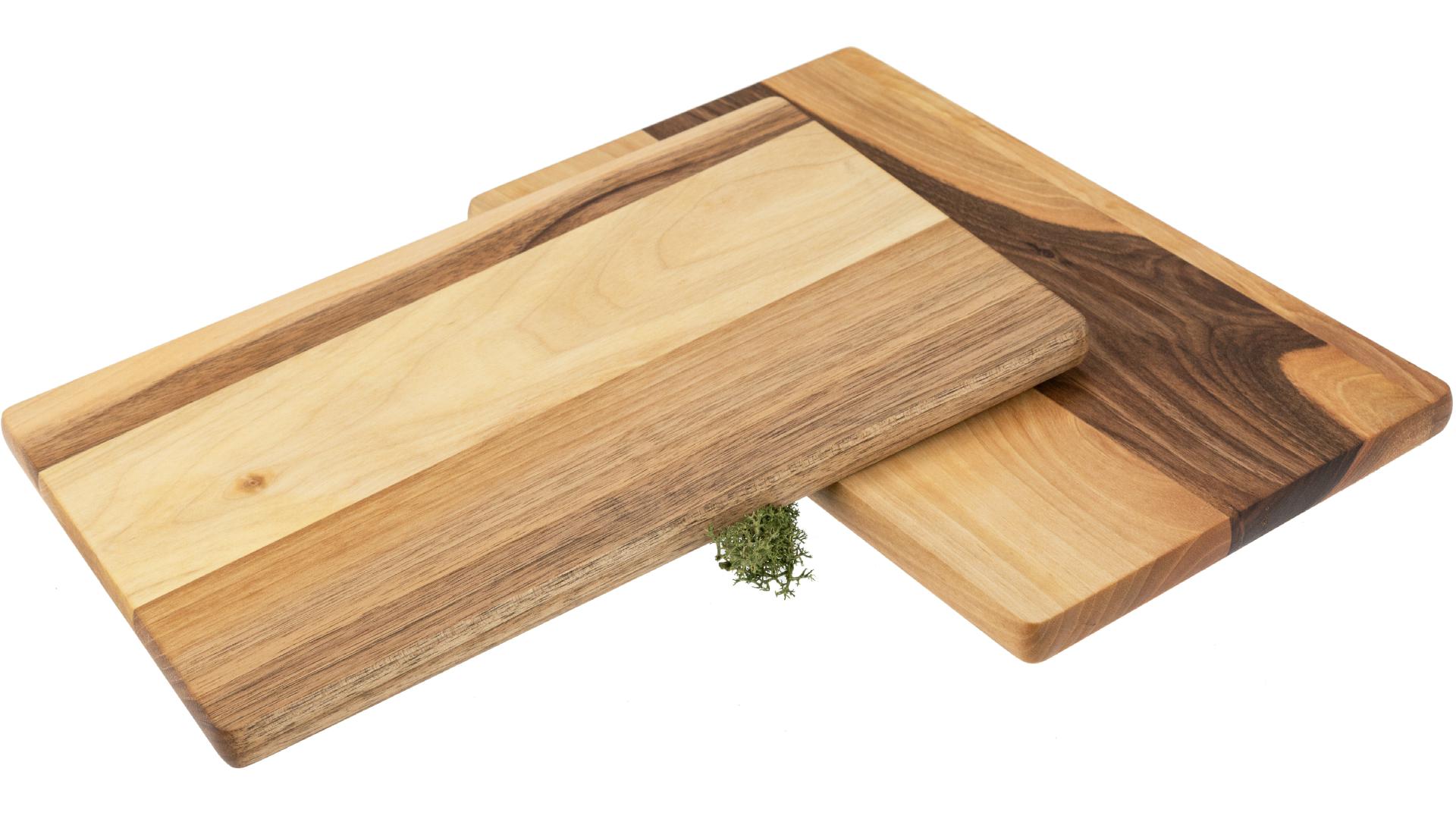 Schneidebrett rechteckig aus FSC® Nussbaum Holz geölt - 30 x 18 x 1,5 cm- halbrunde Kante