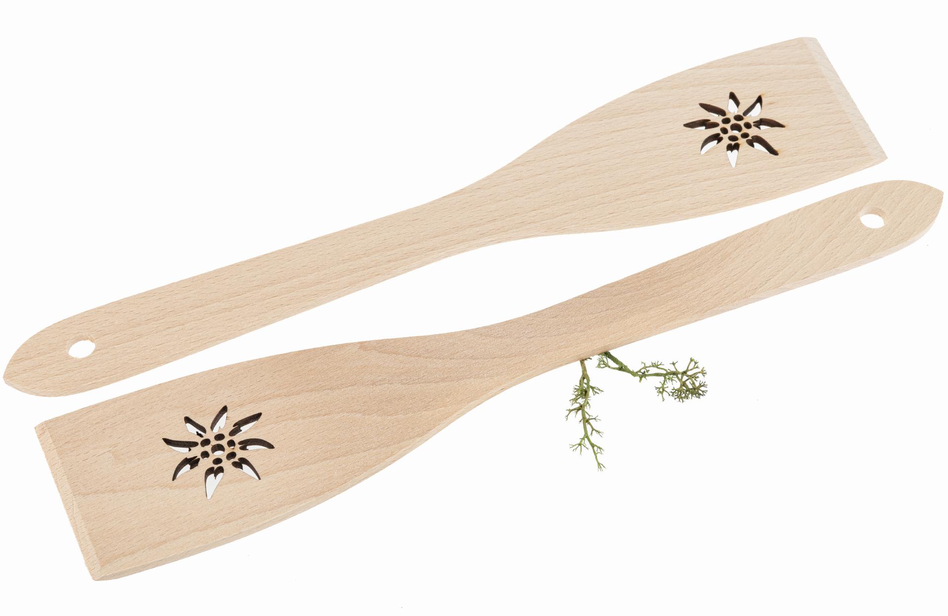 Pfannenwender aus Buchenholz mit Laser Ausschnitt - Edelweiss