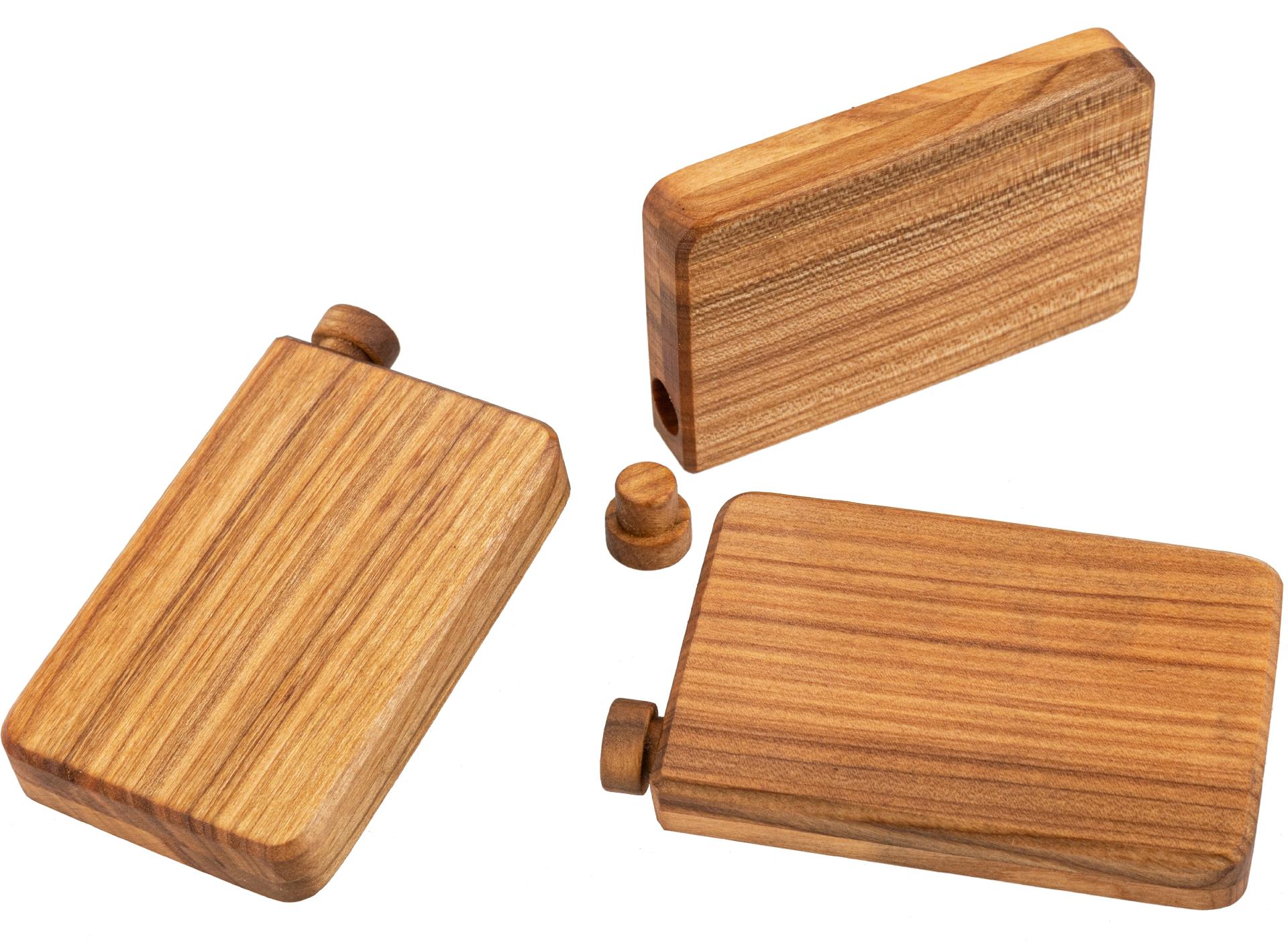 Edle Holzdose aus geoeltem Kirschholz mit Holzstopfen ideal fuer Schnupftabak Salz oder Gewuerze