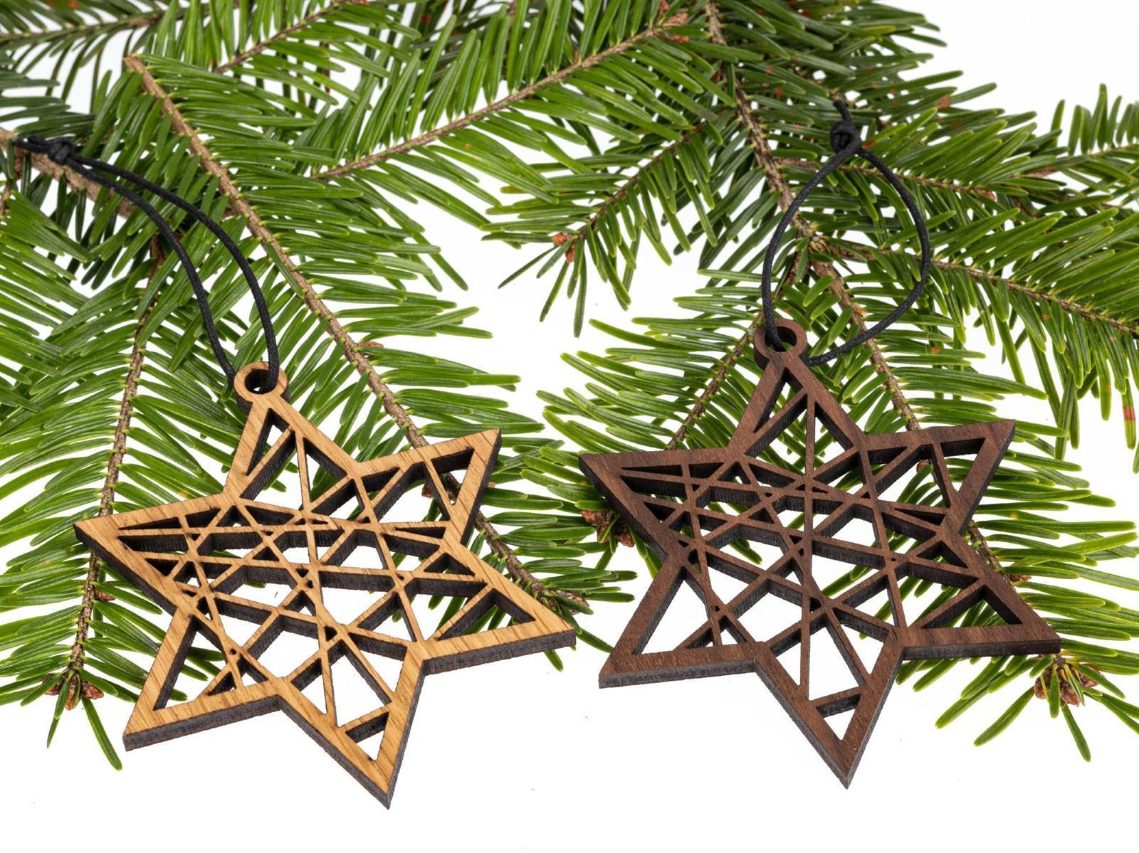 Holz Weihnachtsbaumschmuck Stern Polygon Nussbaum geoelt