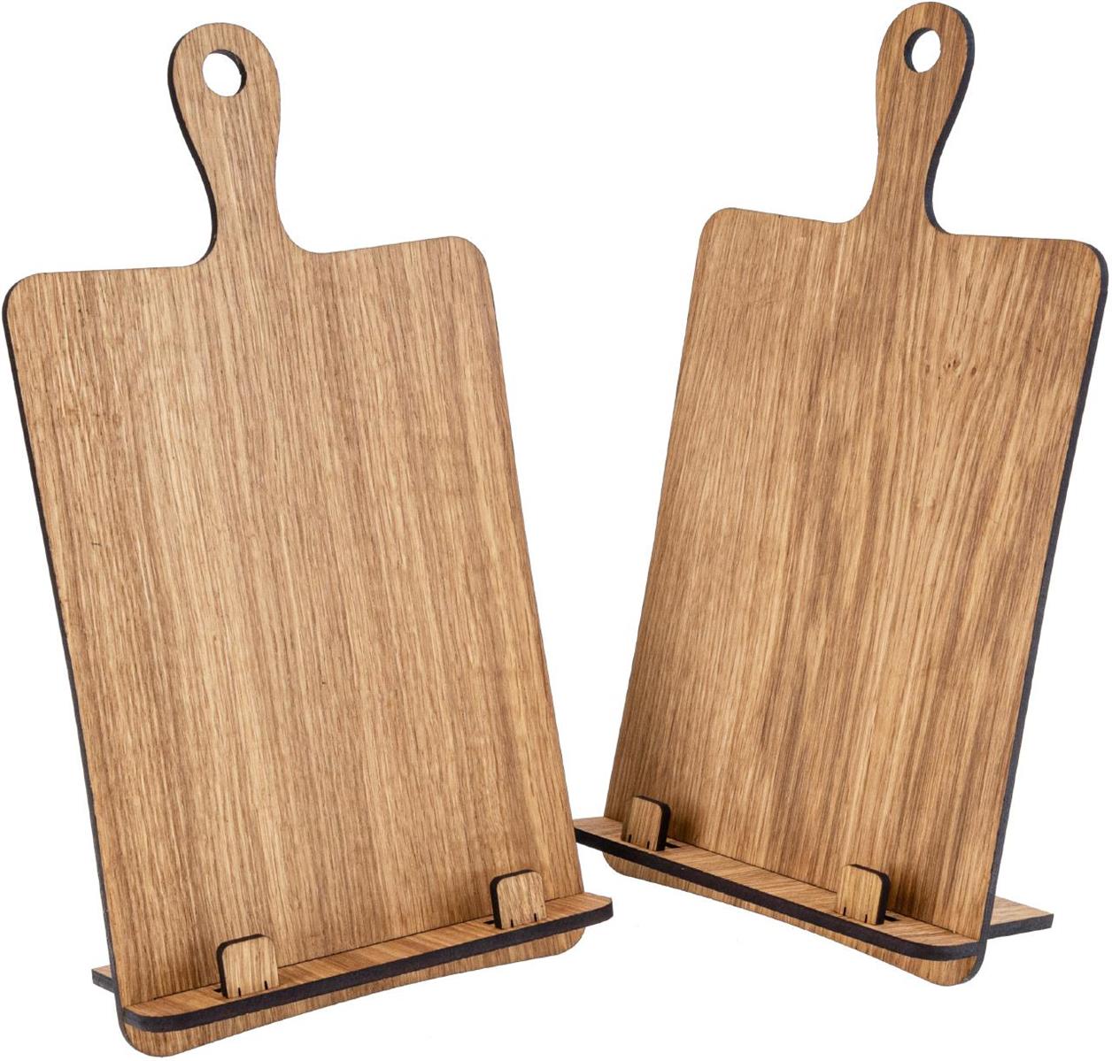 Holz Buchhalter Kochbuchstaender und Tablett Halter mit Griff Eiche FSC geoelt A