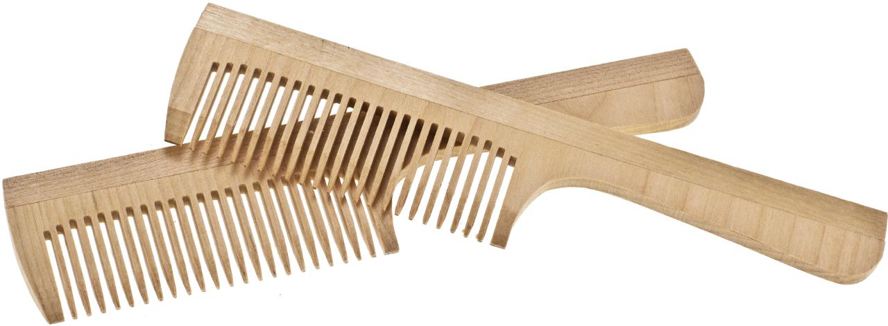 Natuerlicher Ahorn Holzkamm fuer schonendes Kaemmen von Haaren und Bart mit Griff