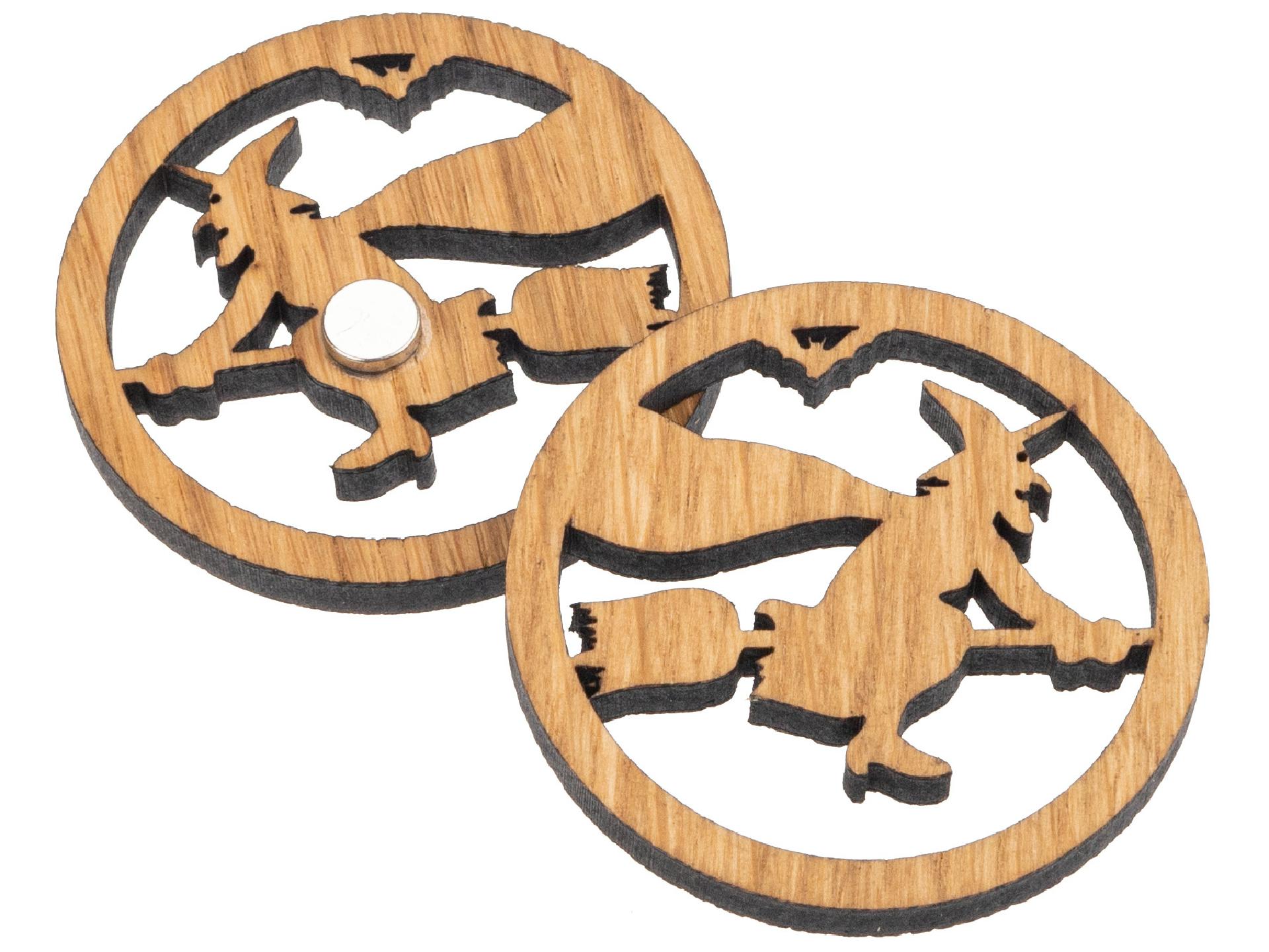 Holz Magnet Eiche geoelt Form: Hexe FSC