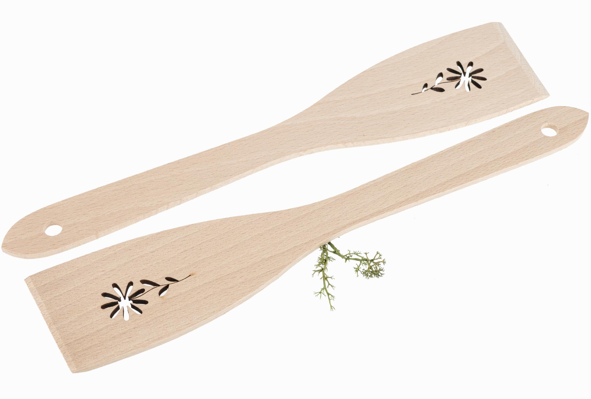 Pfannenwender aus Buchenholz mit Laser Ausschnitt - Blume