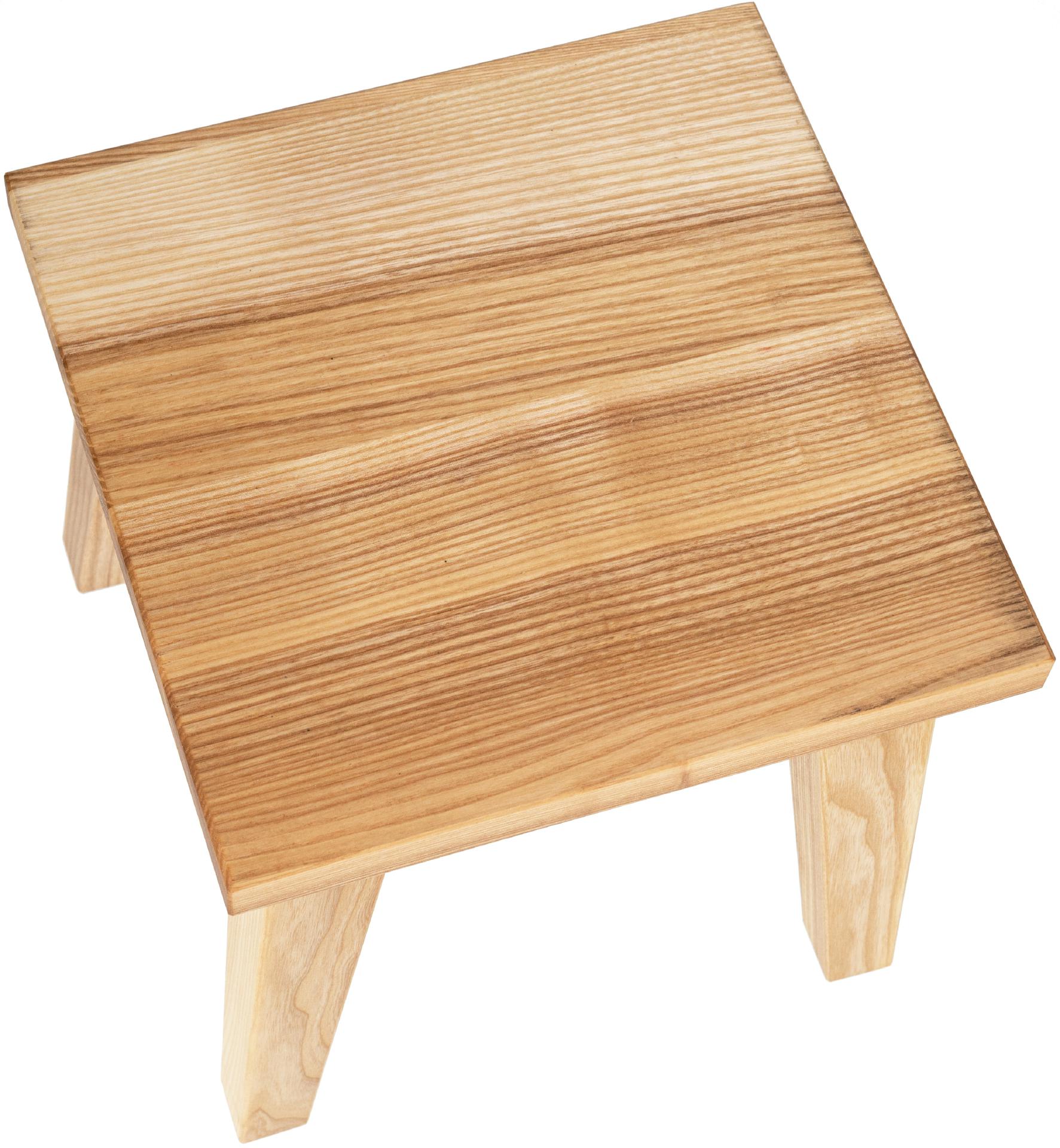 Kinderhocker aus massiv Esche geoelt Holzhocker mit Wald Gravur und Wunschname