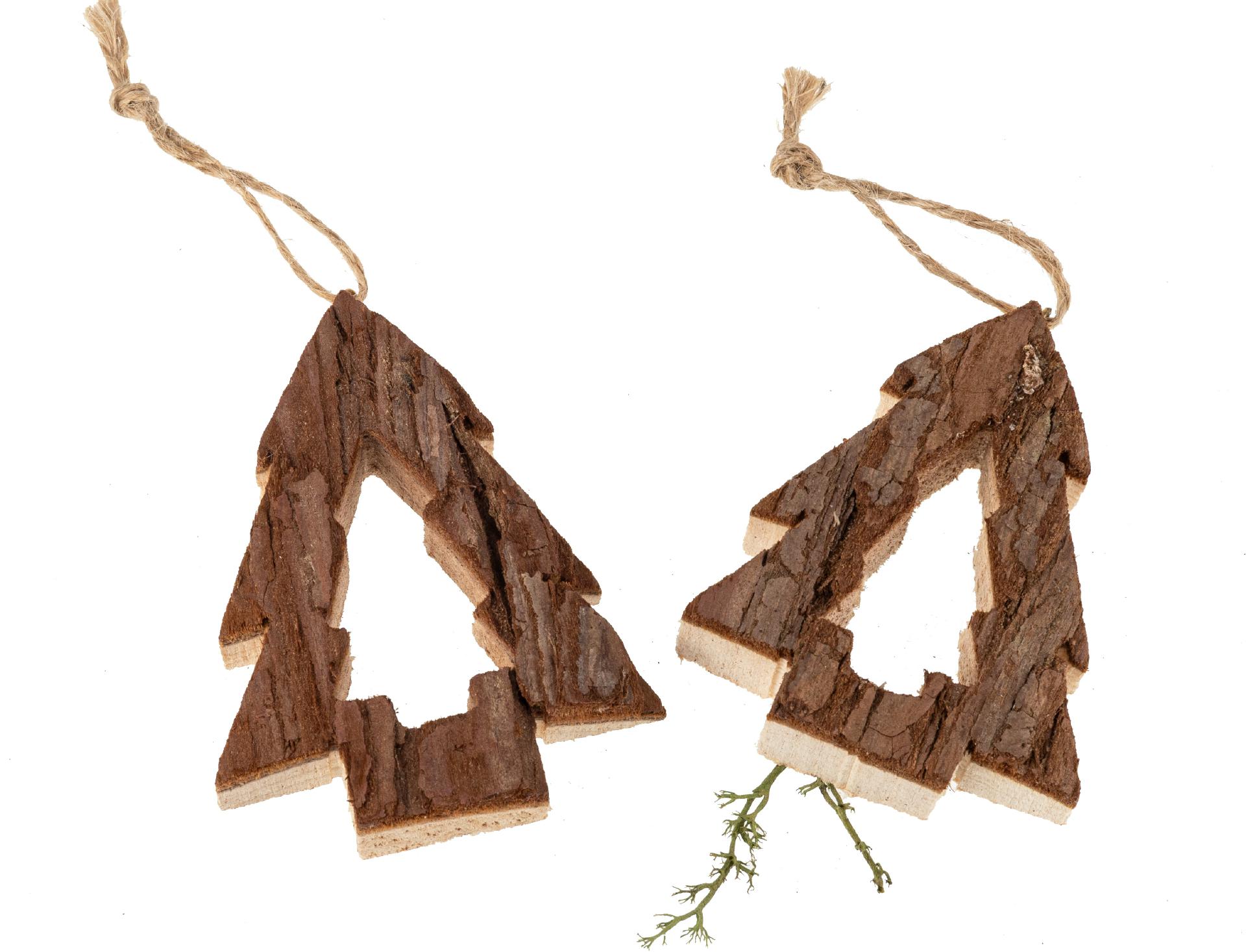 Weihnachtsanhänger mit Rinde - Tanne-in-Tanne-Design - 7 x 9,3 cm, Baumschmuck aus Holz