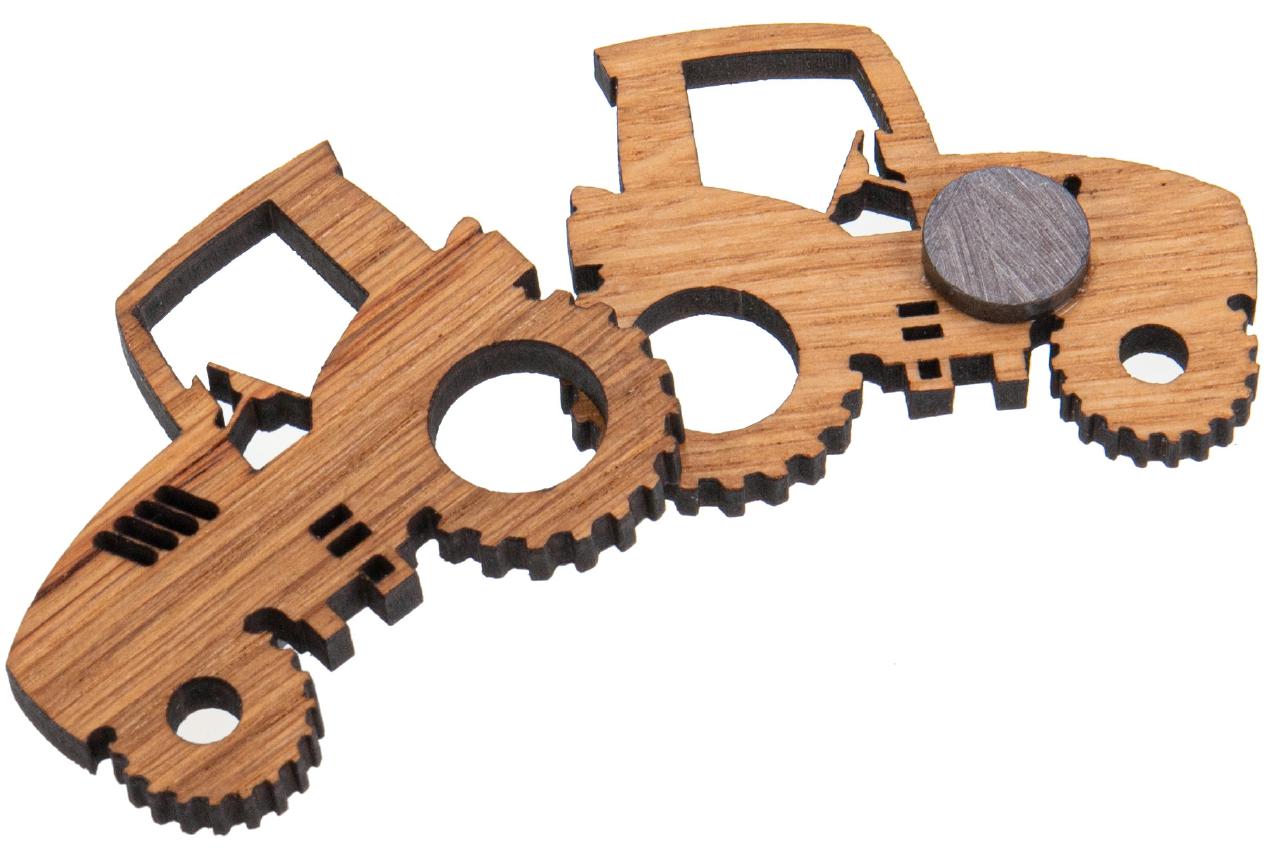 Holz Magnet Eiche geoelt Form: Traktor FSC