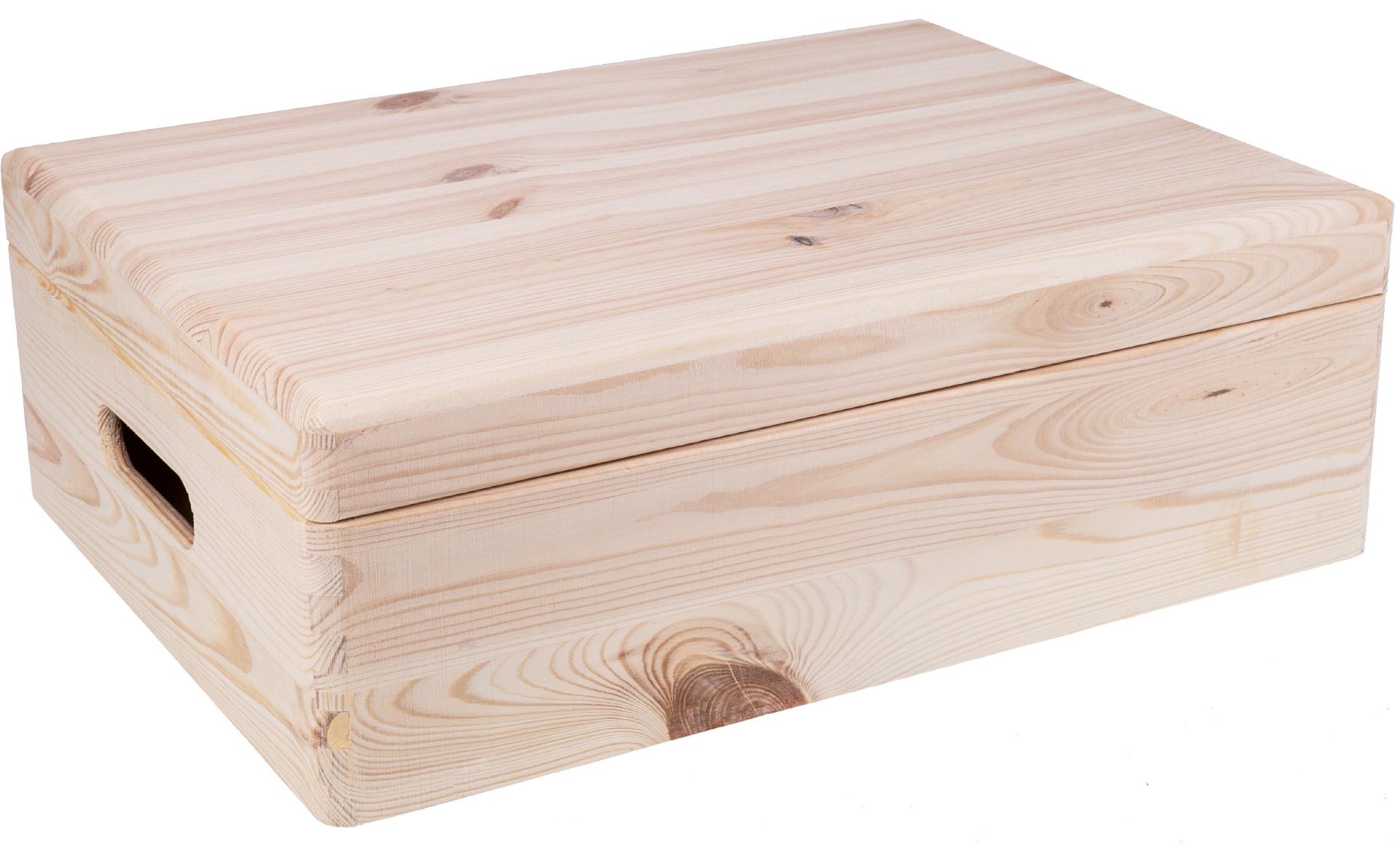 GroÃŸe Holz Kiste mit Massivholz Klappdeckel und Griff
